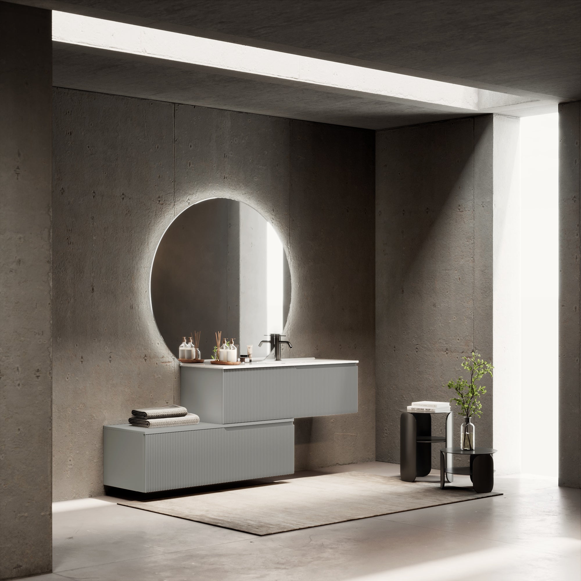 Composizione vasca DX 4 pezzi EUPORIA-54 | Grigio opaco