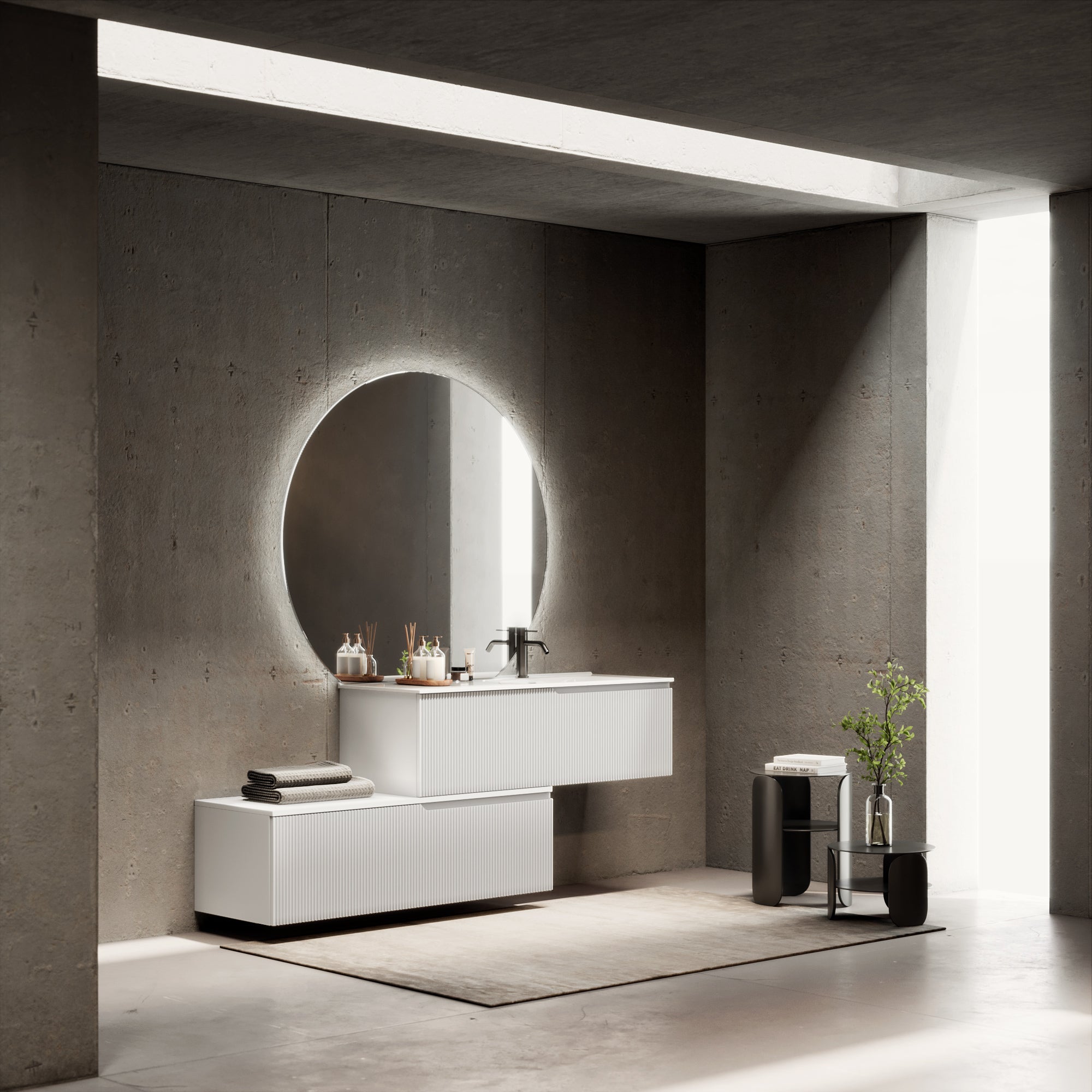 Composizione vasca DX 4 pezzi EUPORIA-54 | Bianco opaco