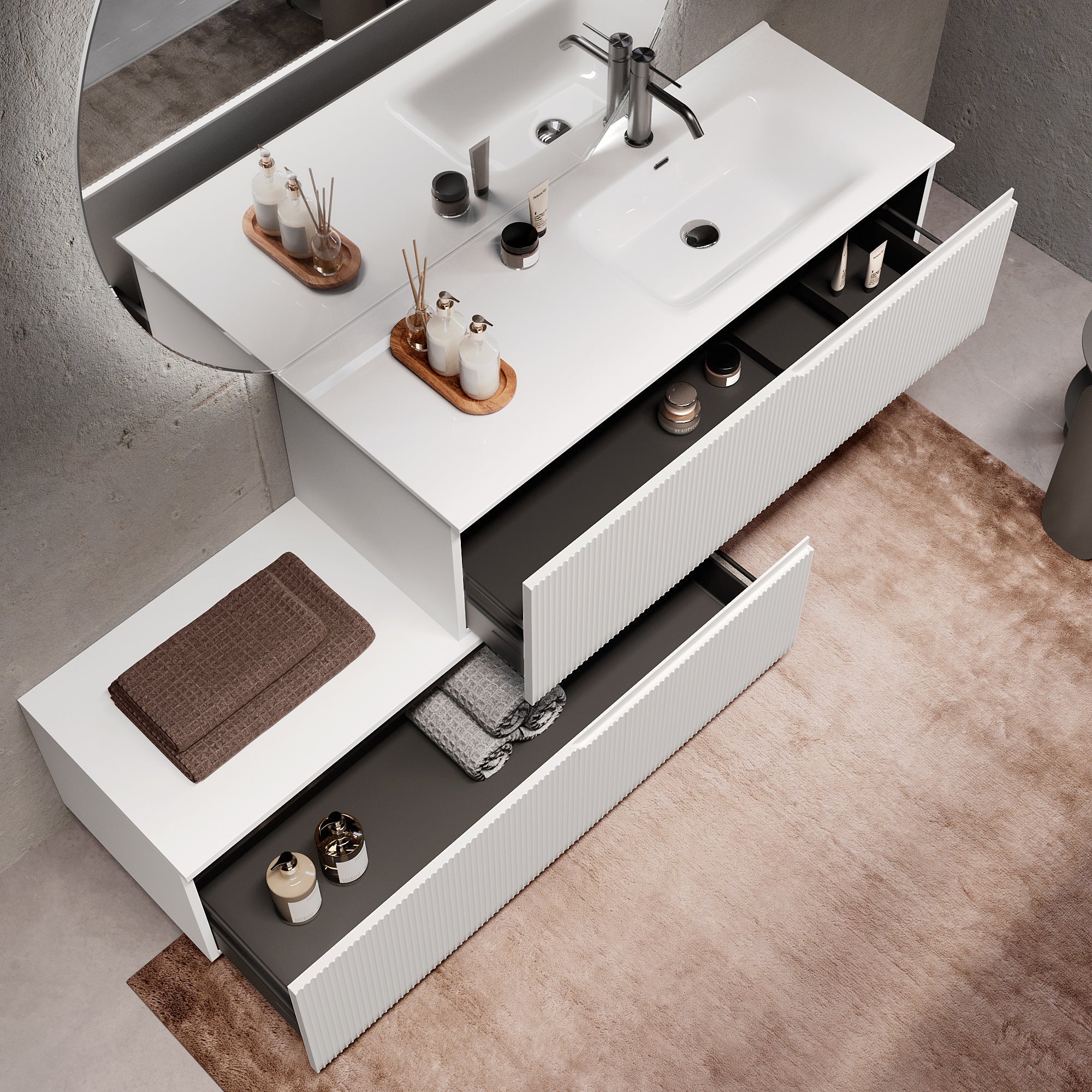 Composizione vasca DX 4 pezzi EUPORIA-54 | Bianco opaco