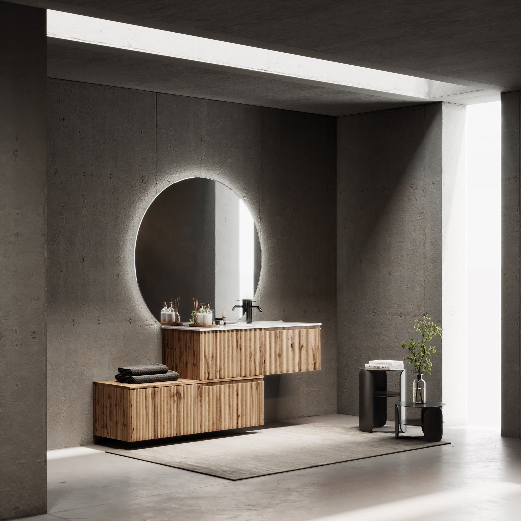 Composizione vasca DX 4 pezzi EUPORIA-54 | Quercia