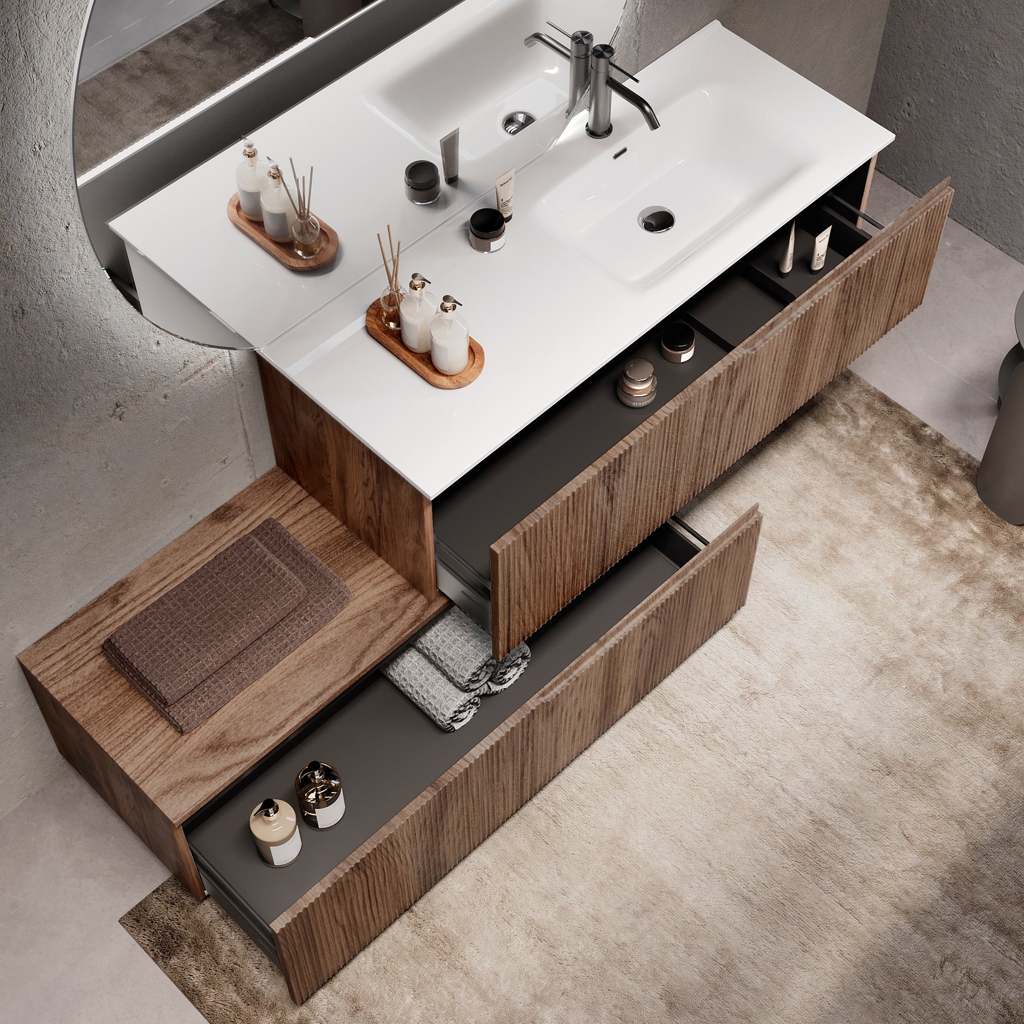 Composizione vasca DX 4 pezzi EUPORIA-54 | Rovere rio