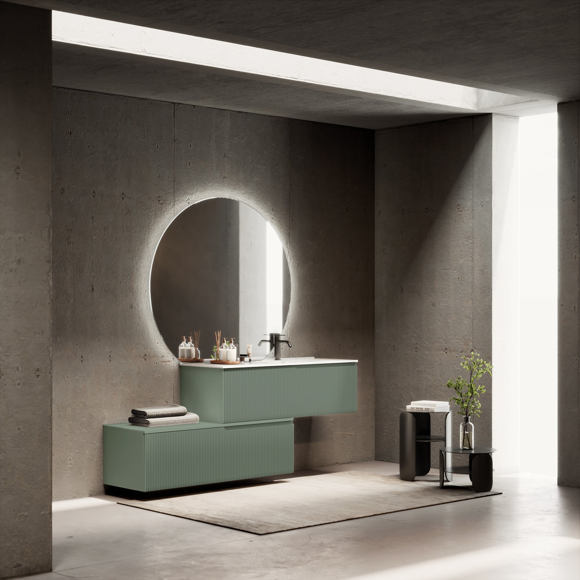 Composizione vasca DX 4 pezzi EUPORIA-54 | Verde salvia