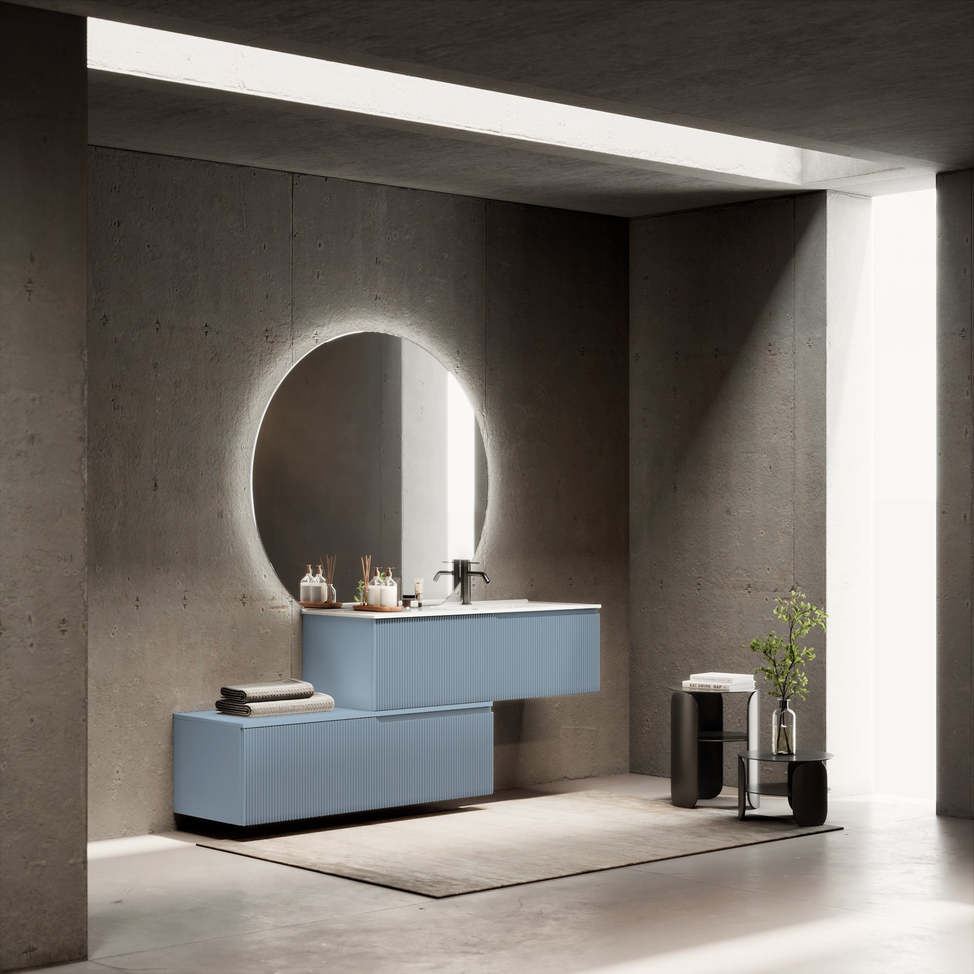 Composizione vasca DX 4 pezzi EUPORIA-54 | Azzurro tiffany