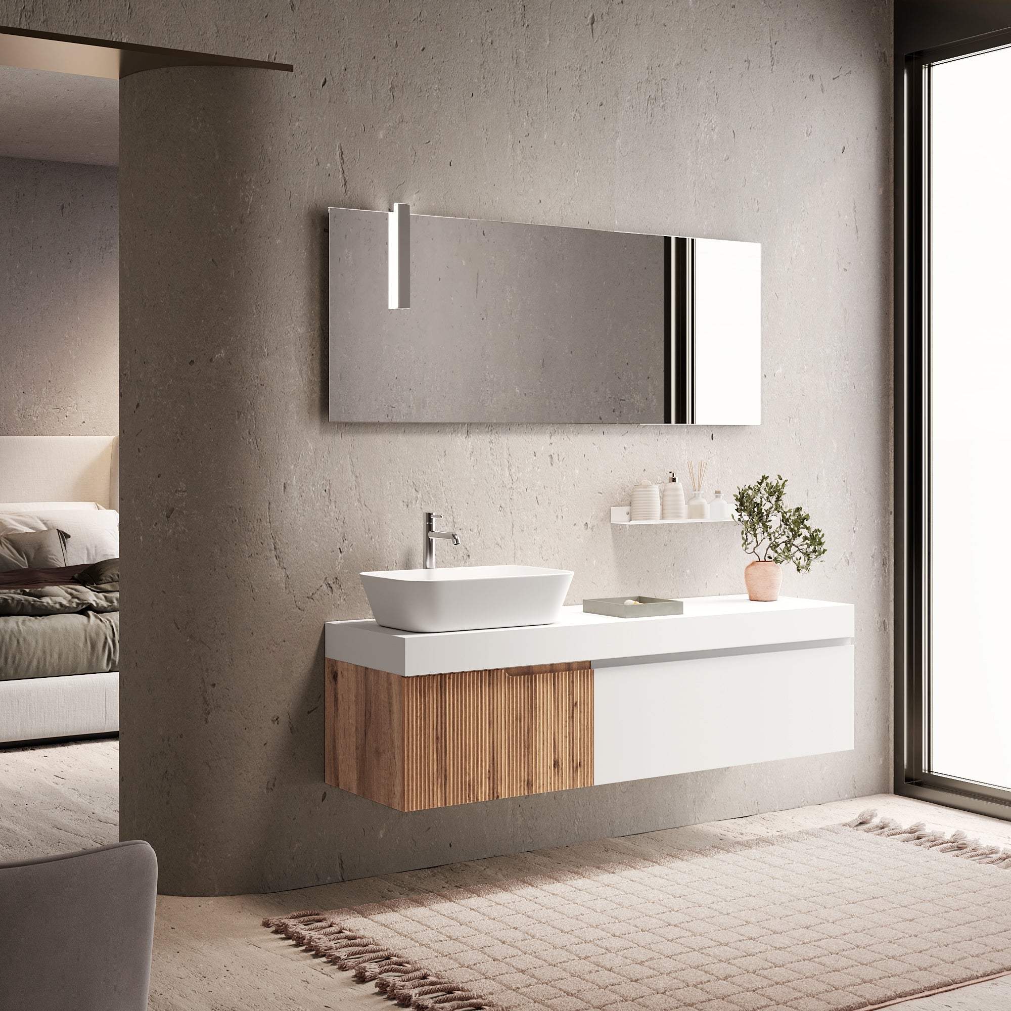 Composizione 7 pezzi EUPORIA-56 | Quercia/Bianco opaco