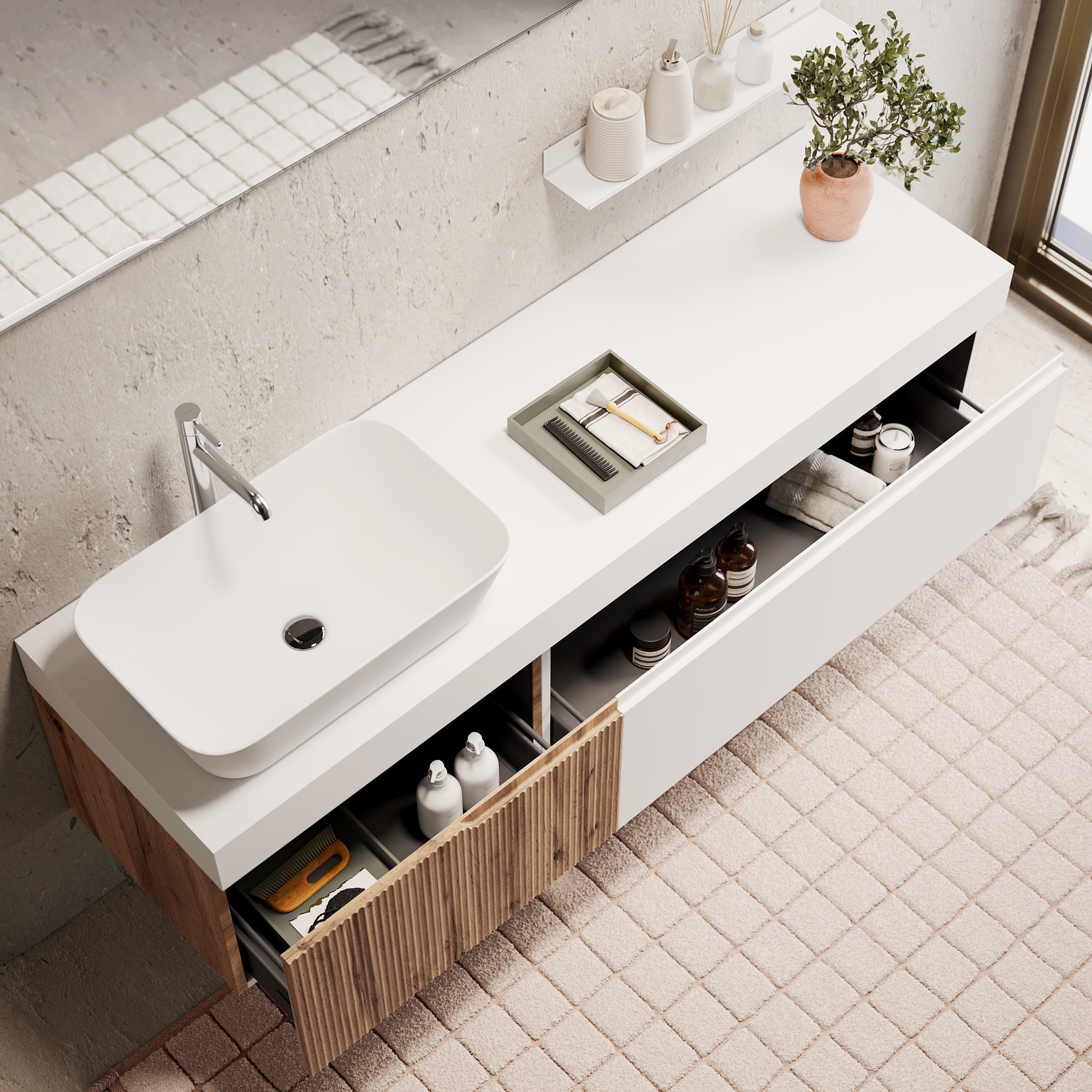 Composizione 7 pezzi EUPORIA-56 | Quercia/Bianco opaco