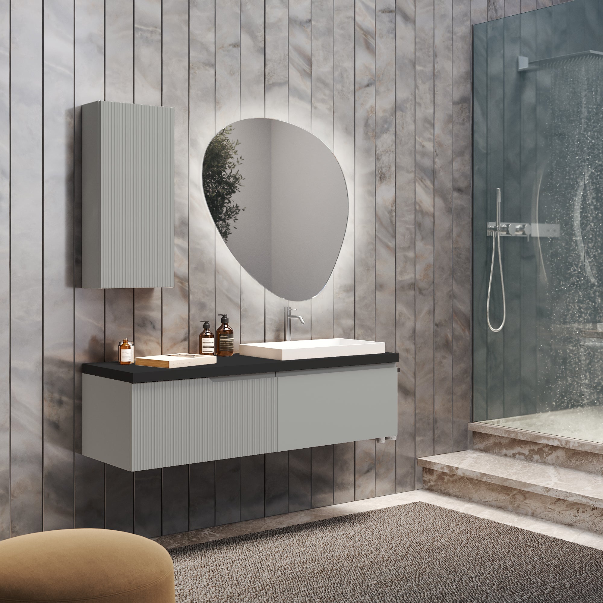 Composizione 6 pezzi EUPORIA-57 | Grigio opaco