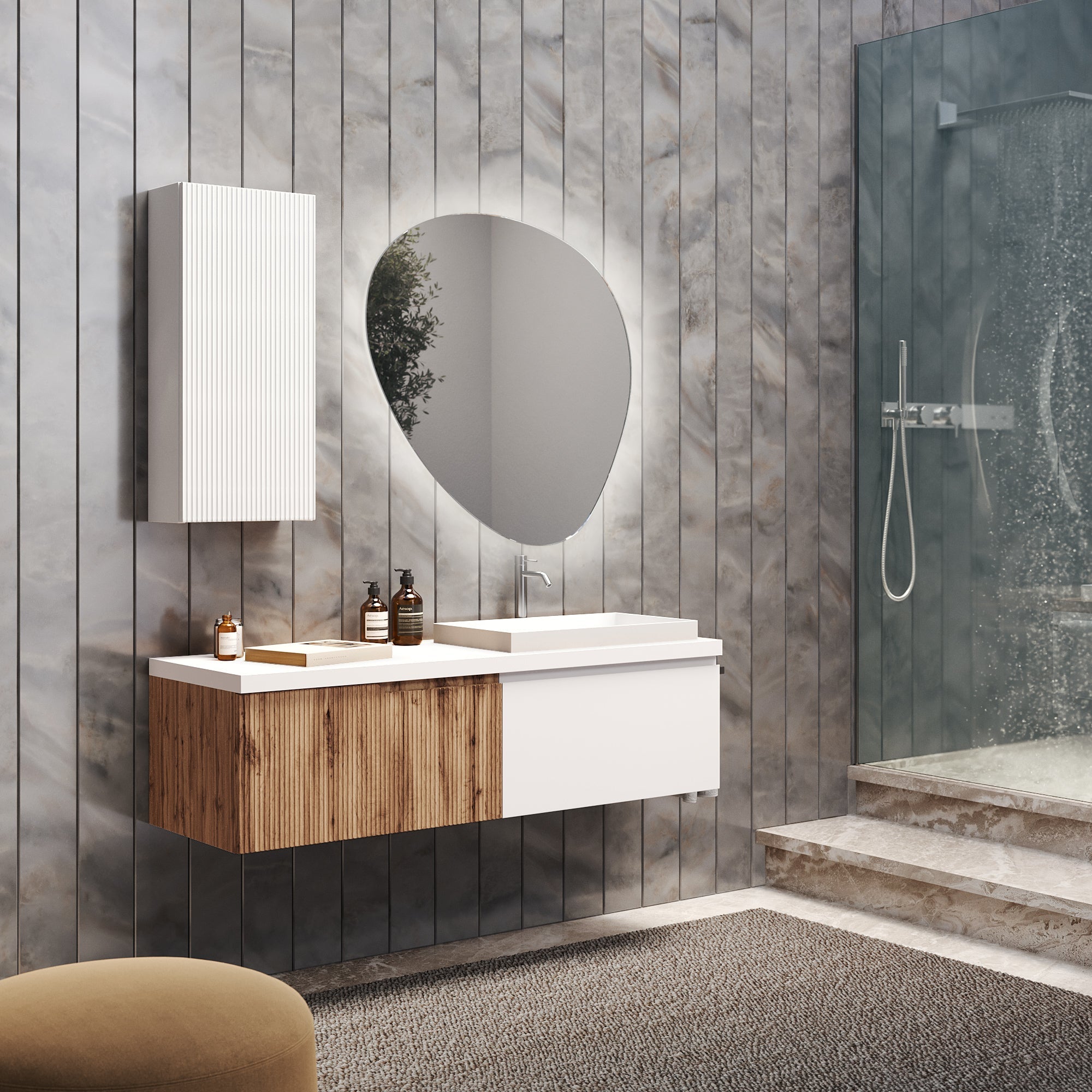 Composizione 6 pezzi EUPORIA-57 | Quercia/Bianco opaco