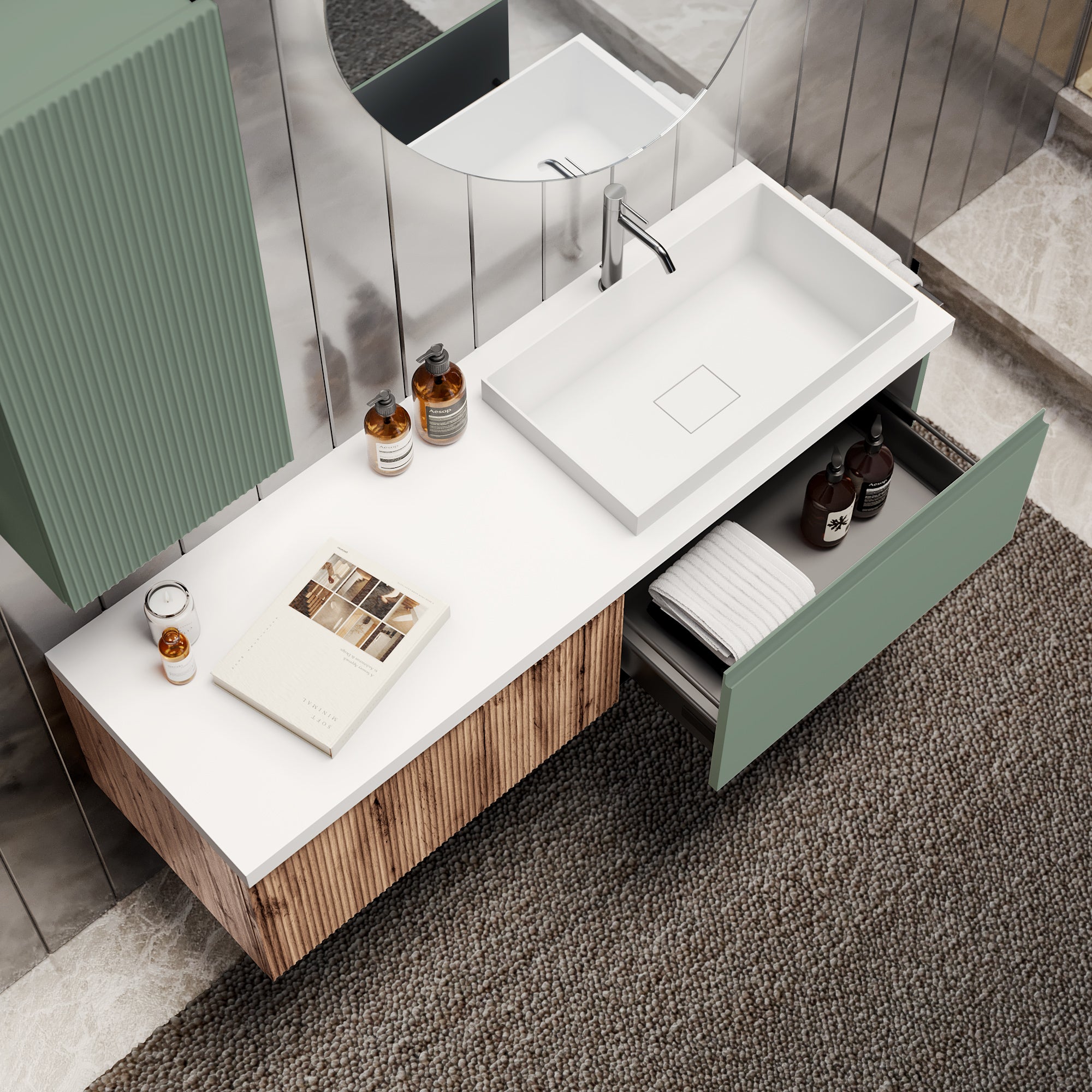 Composizione 6 pezzi EUPORIA-57 | Quercia/Verde salvia