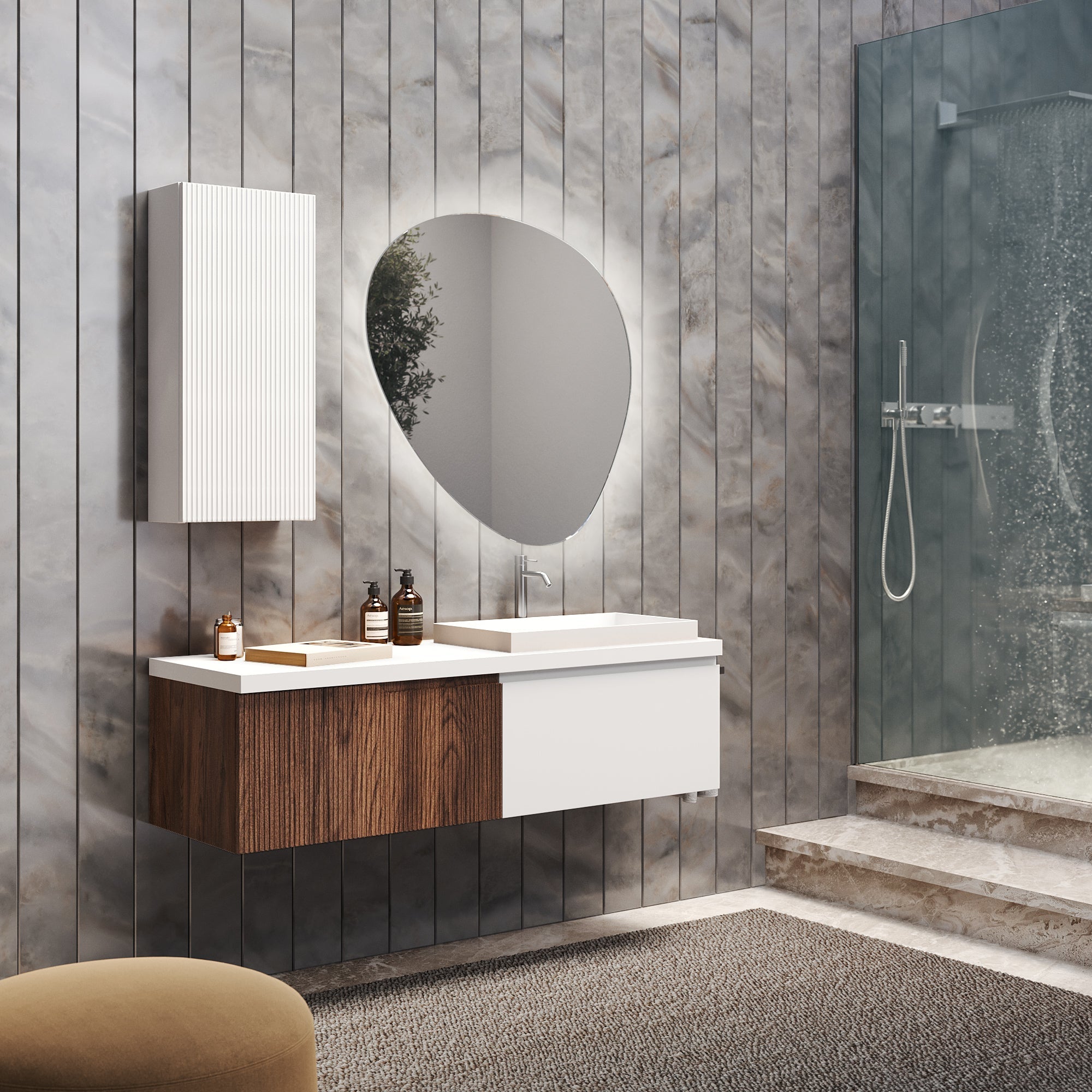 Composizione 6 pezzi EUPORIA-57 | Rovere rio/Bianco opaco