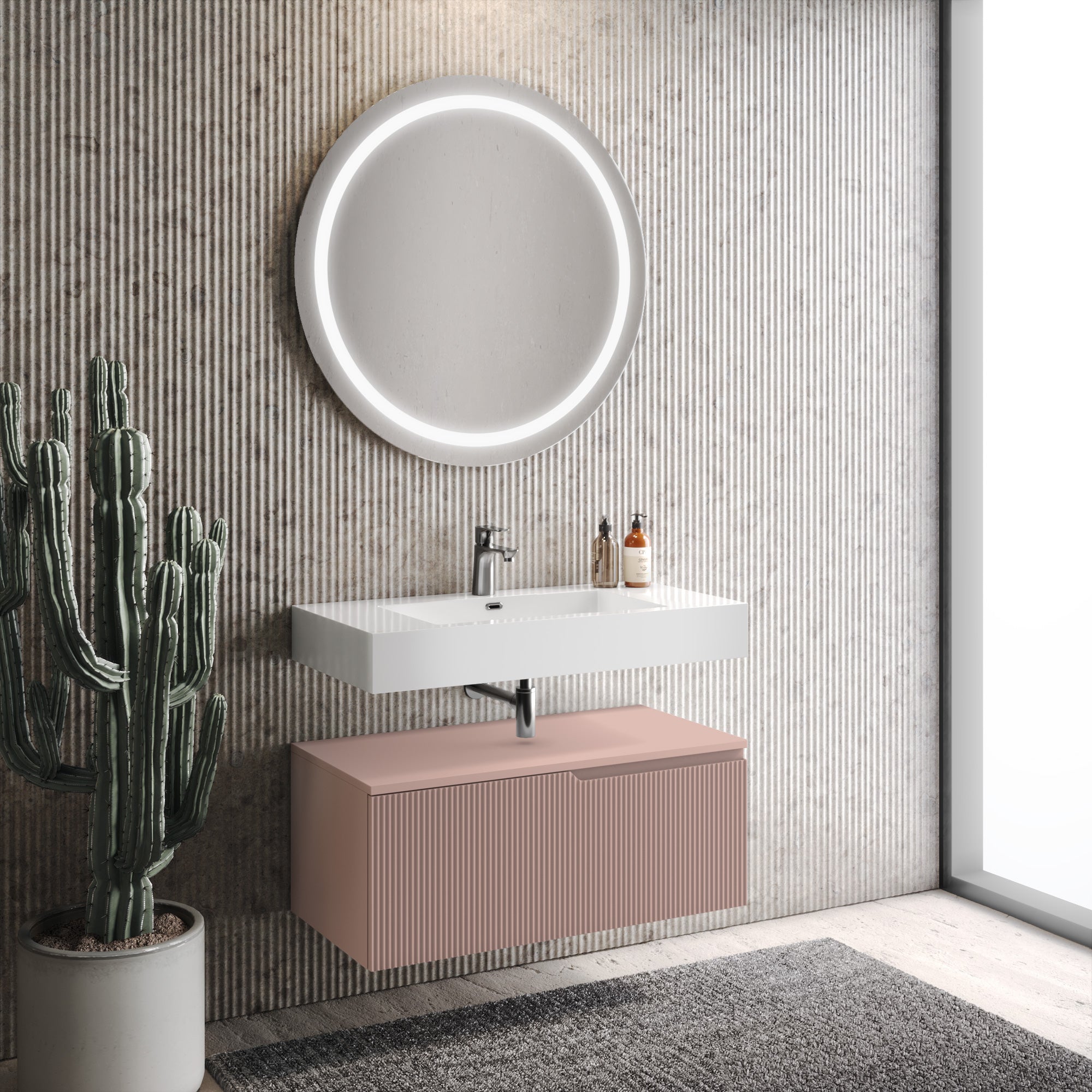 Composizione 3 pezzi EUPORIA-59 | Bianco Lucido/Rosa cipria