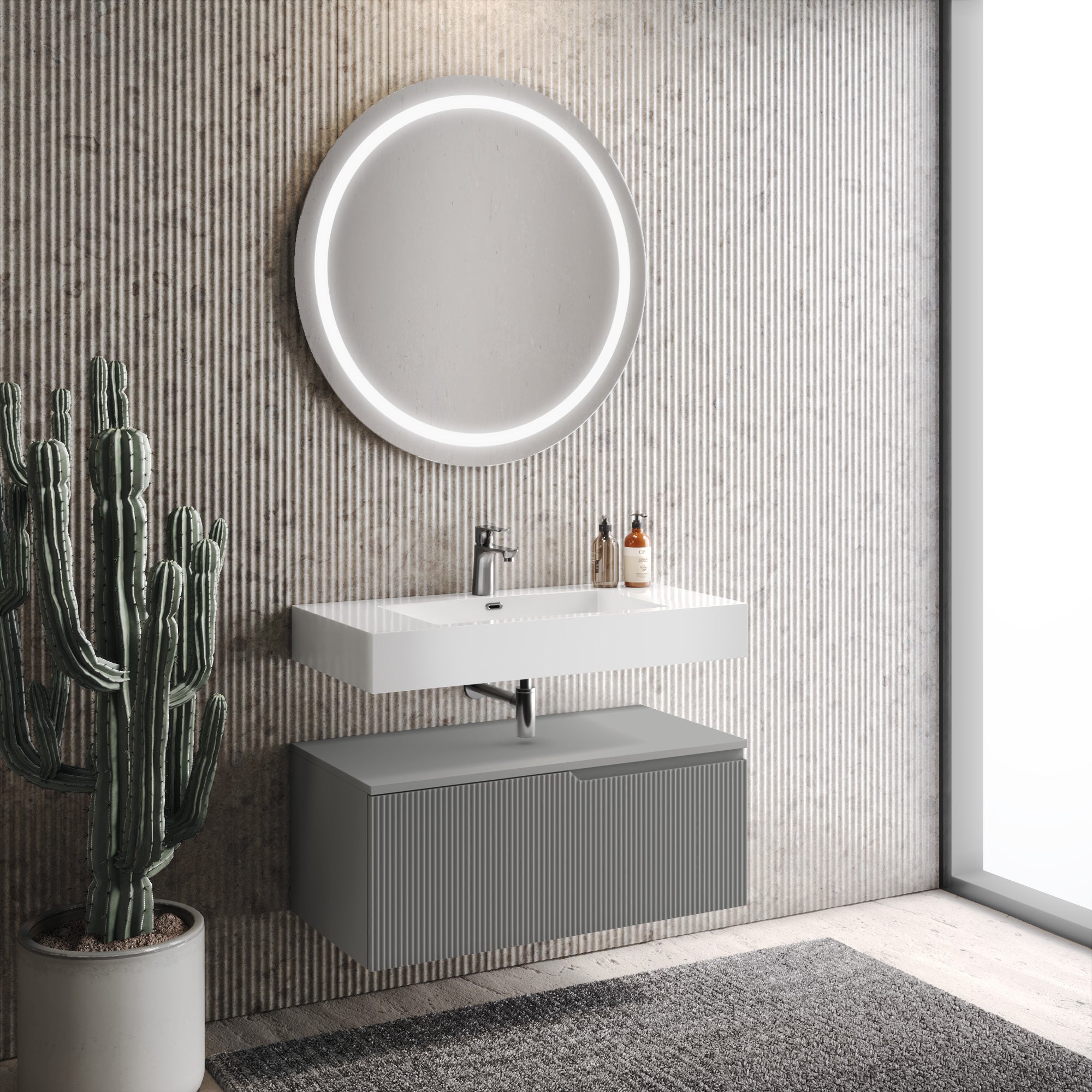 Composizione 3 pezzi EUPORIA-59 | Bianco Lucido/Grigio opaco