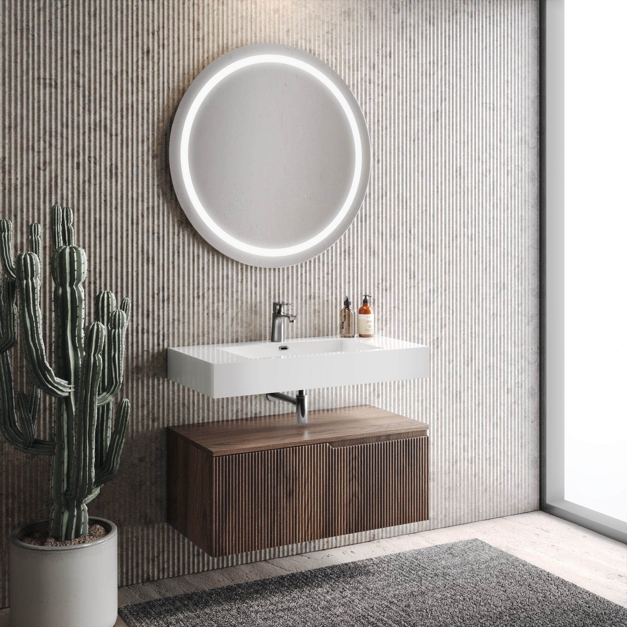 Composizione 3 pezzi EUPORIA-59 | Bianco lucido/Rovere rio