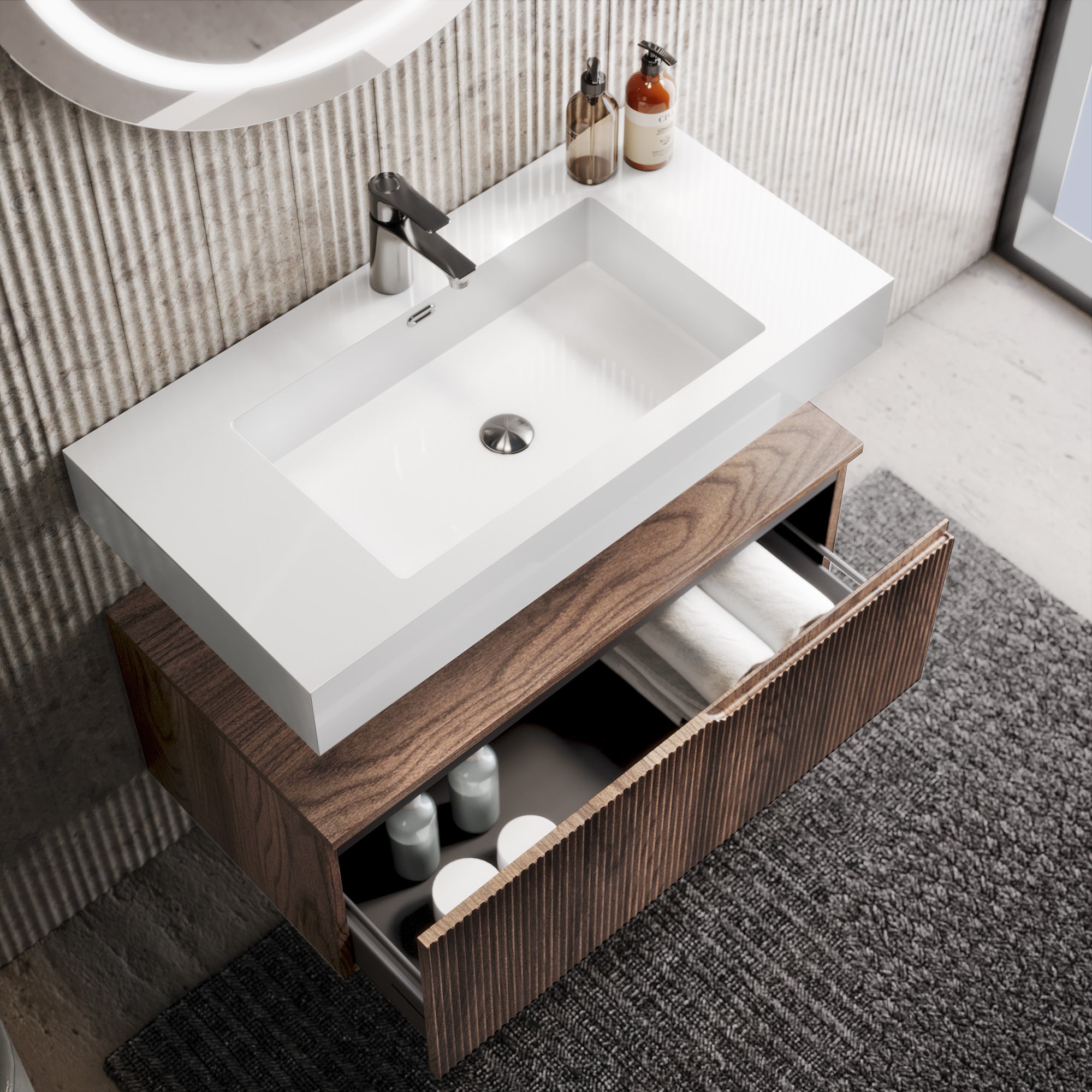 Composizione 3 pezzi EUPORIA-59 | Bianco lucido/Rovere rio