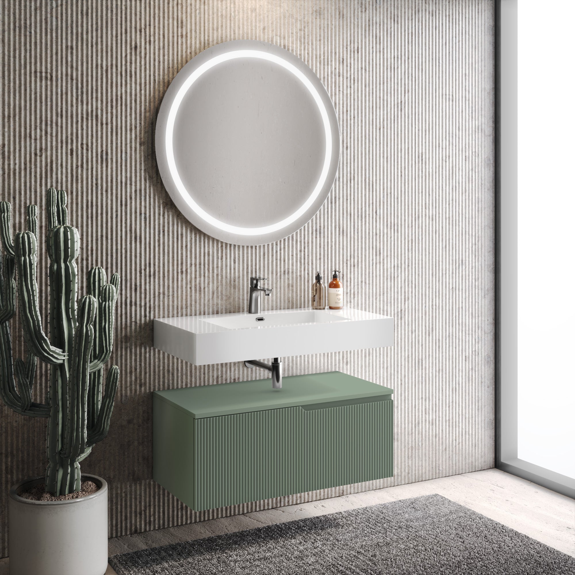 Composizione 3 pezzi EUPORIA-59 | Bianco lucido/Verde salvia