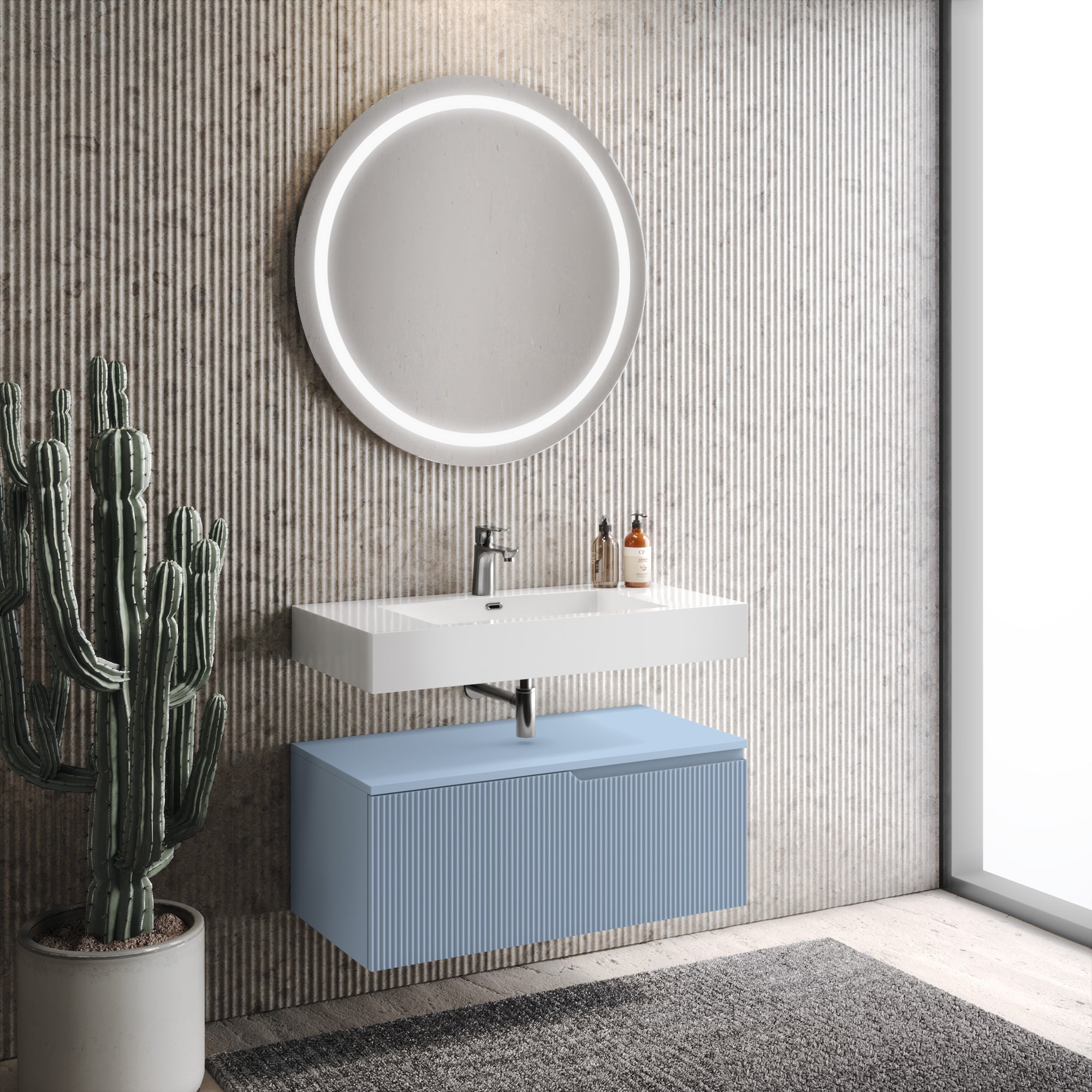 Composizione 3 pezzi EUPORIA-59 | Bianco Lucido/Azzurro tiffany