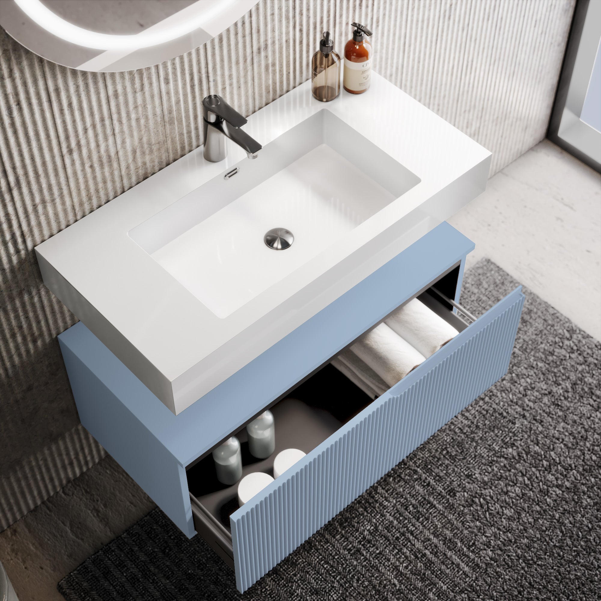 Composizione 3 pezzi EUPORIA-59 | Bianco Lucido/Azzurro tiffany