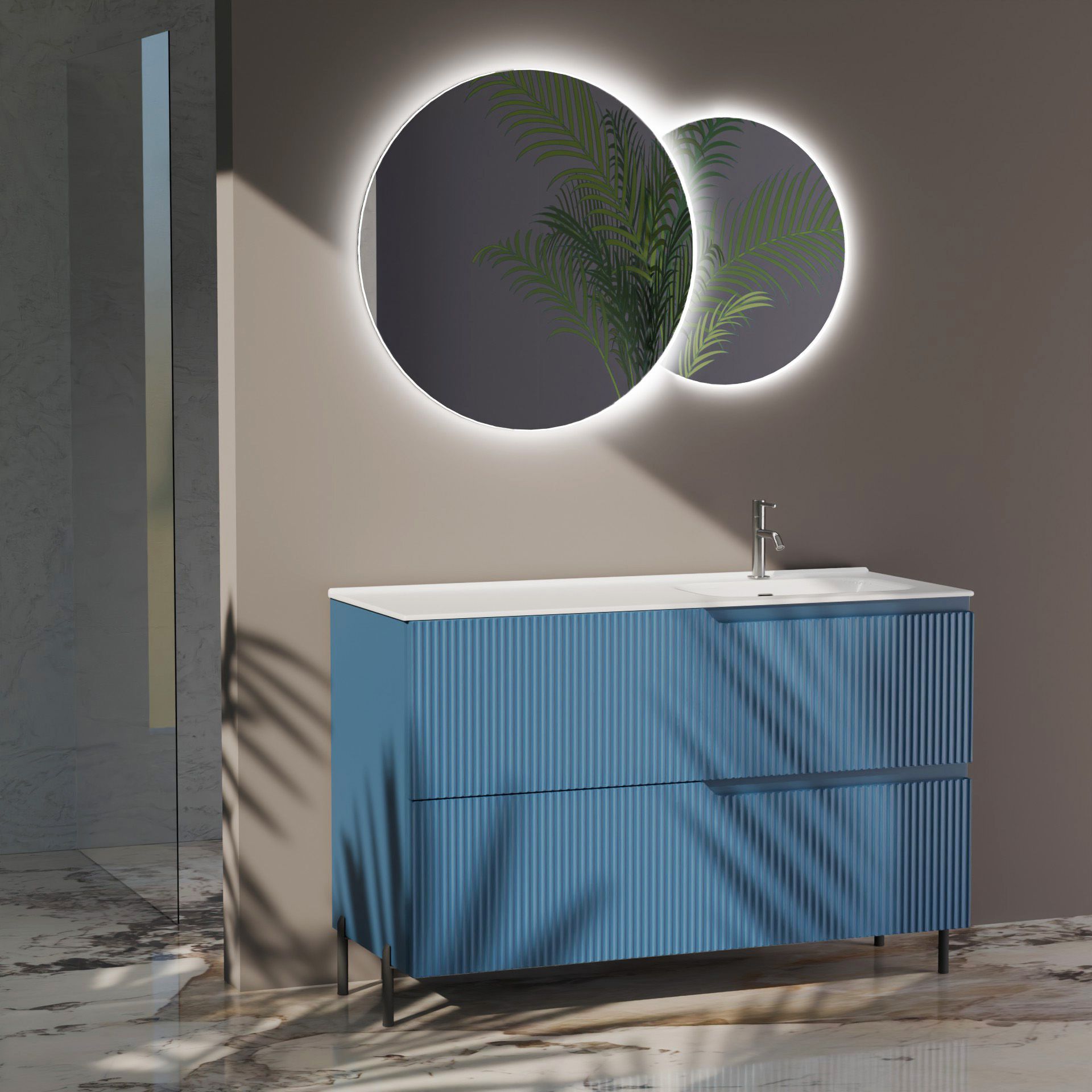 Composizione a terra vasca DX EUPORIA-77 | Blu