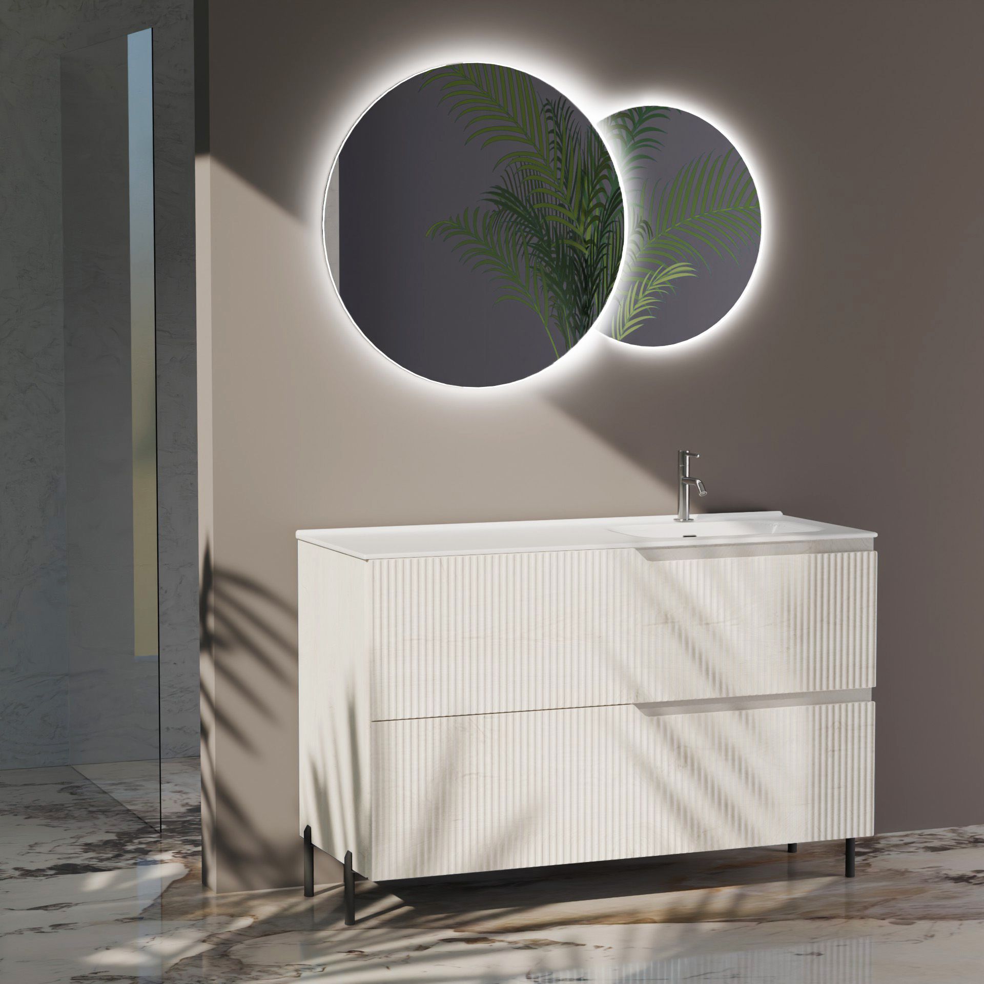 Composizione a terra vasca DX EUPORIA-77 | Rovere alaska