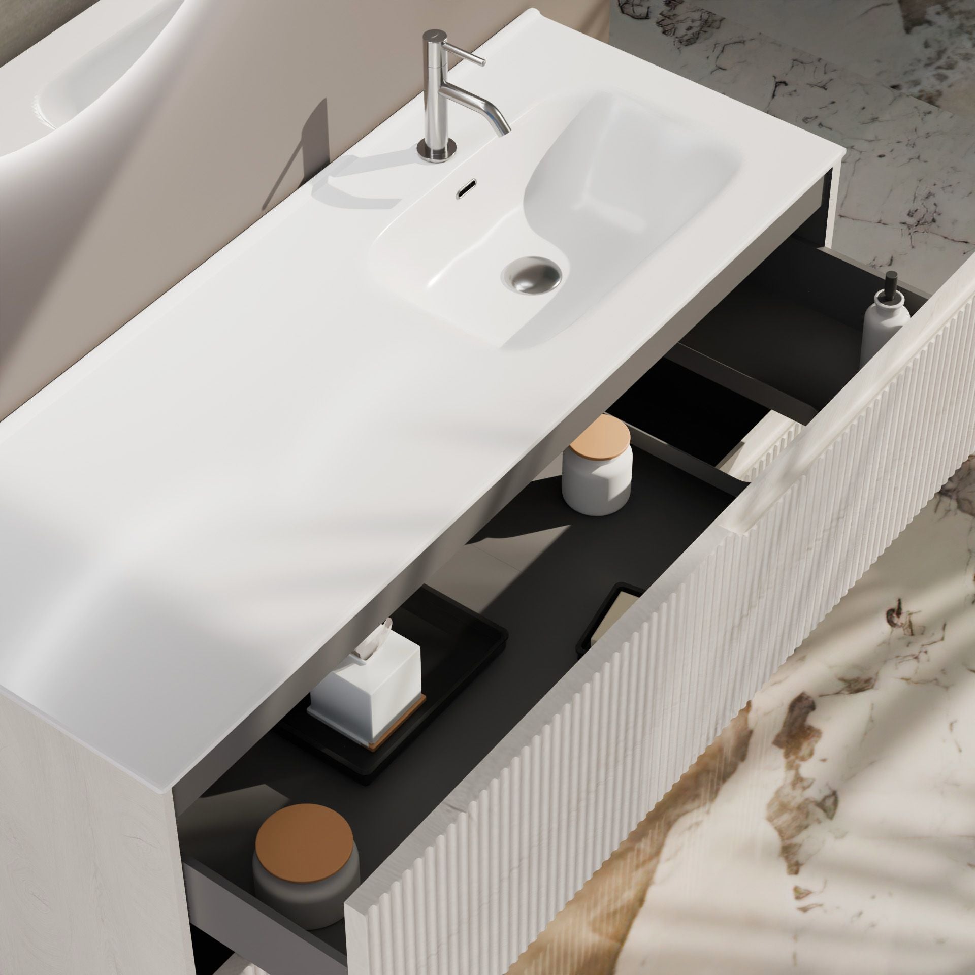 Composizione a terra vasca DX EUPORIA-77 | Rovere alaska