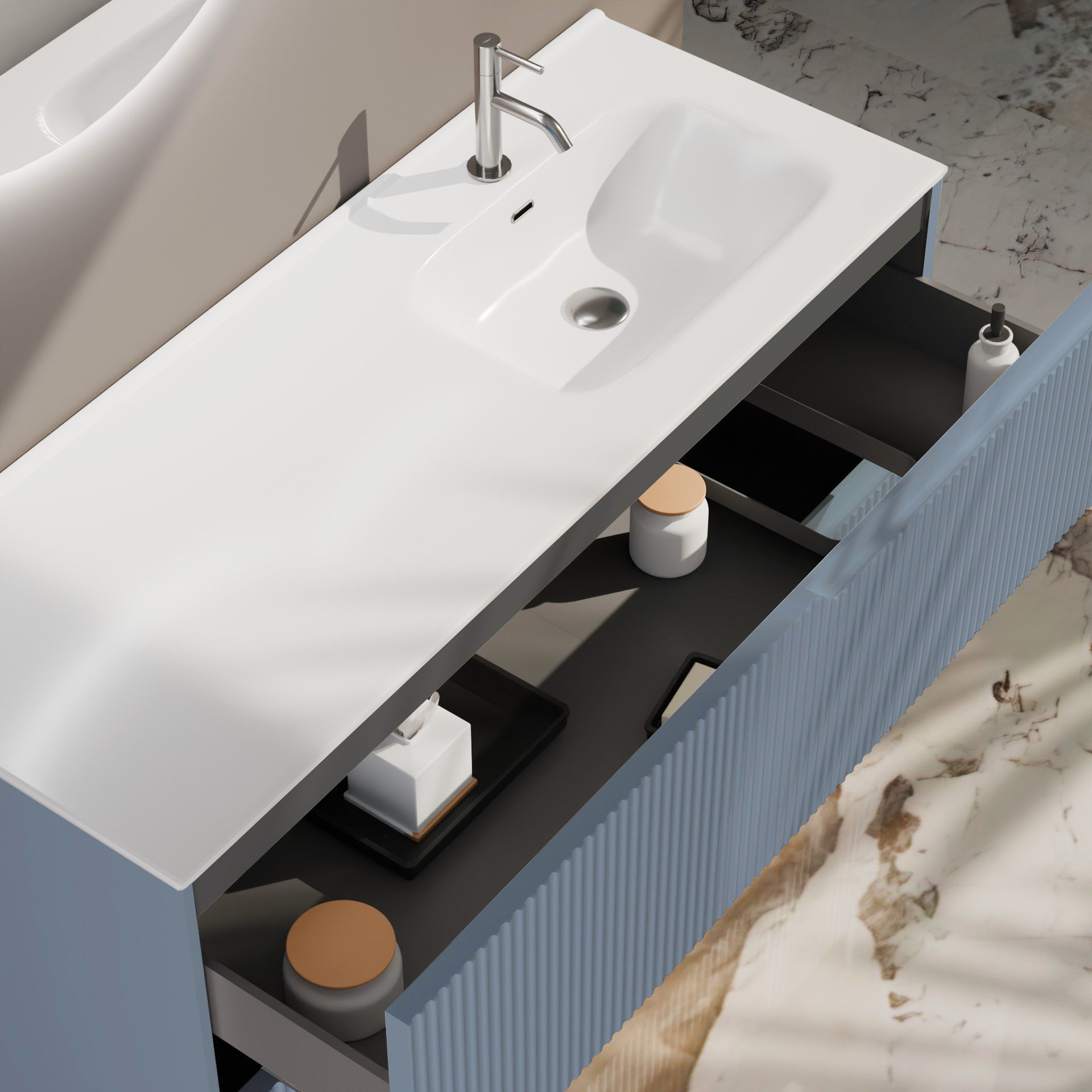 Composizione a terra vasca DX EUPORIA-77 | Azzurro tiffany