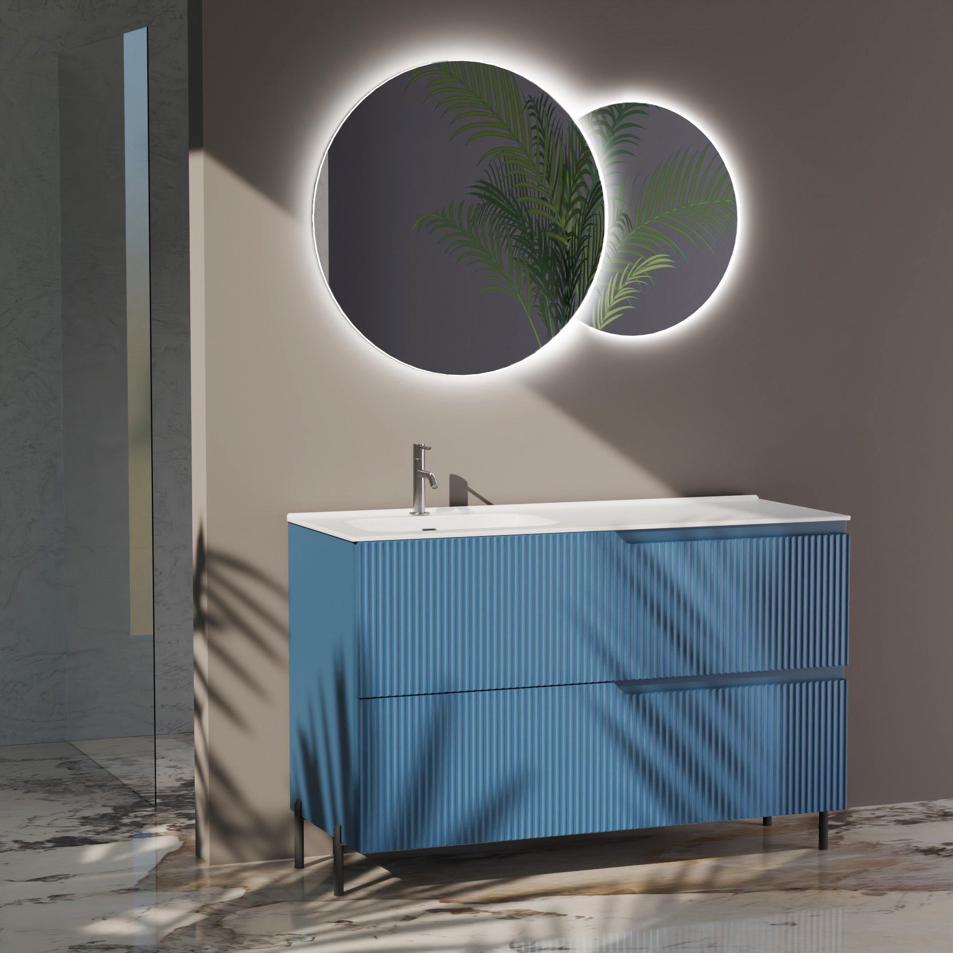 Composizione a terra vasca SX EUPORIA-78 | Blu