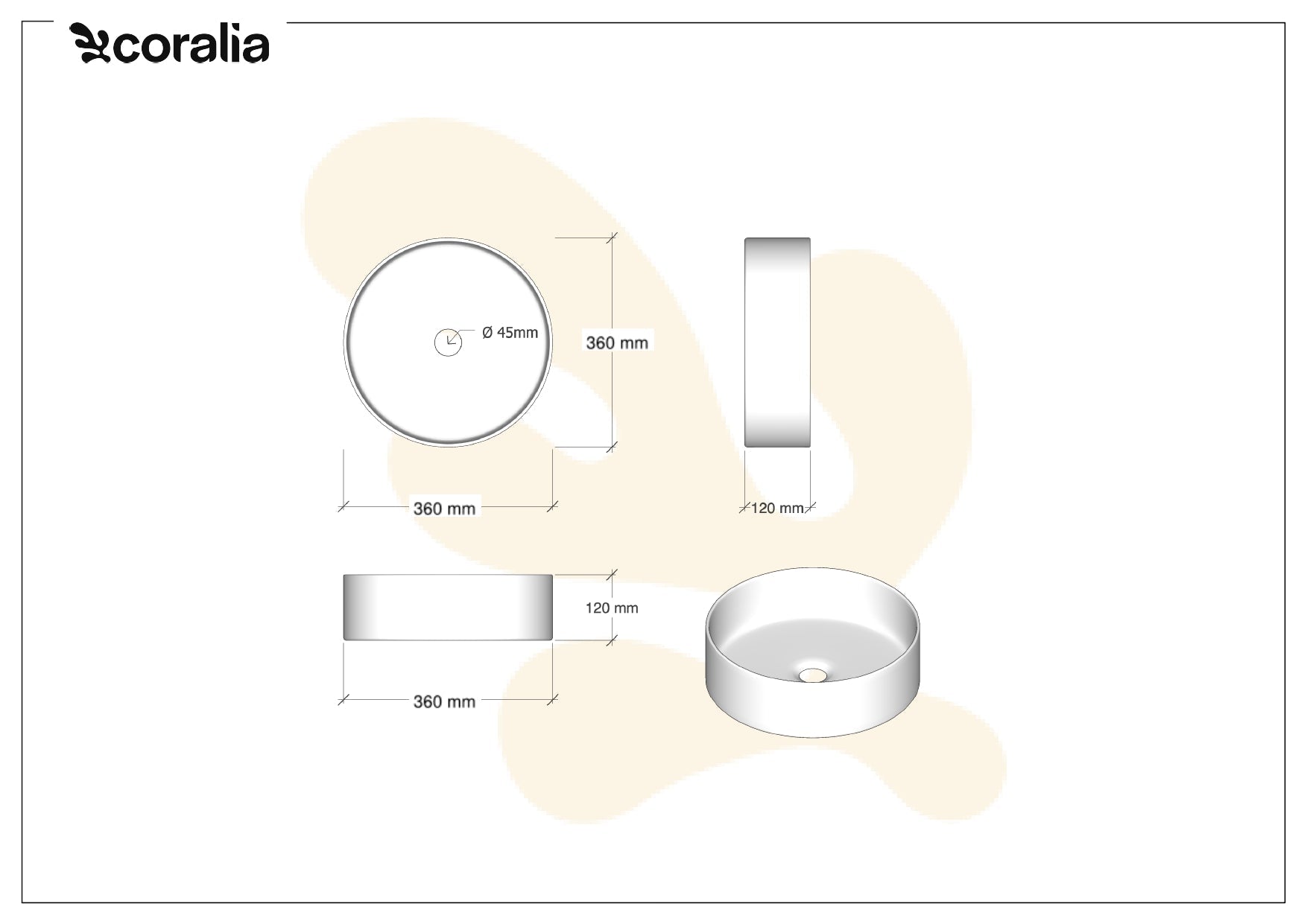 Lavabo da appoggio OREY | Bianco/oro