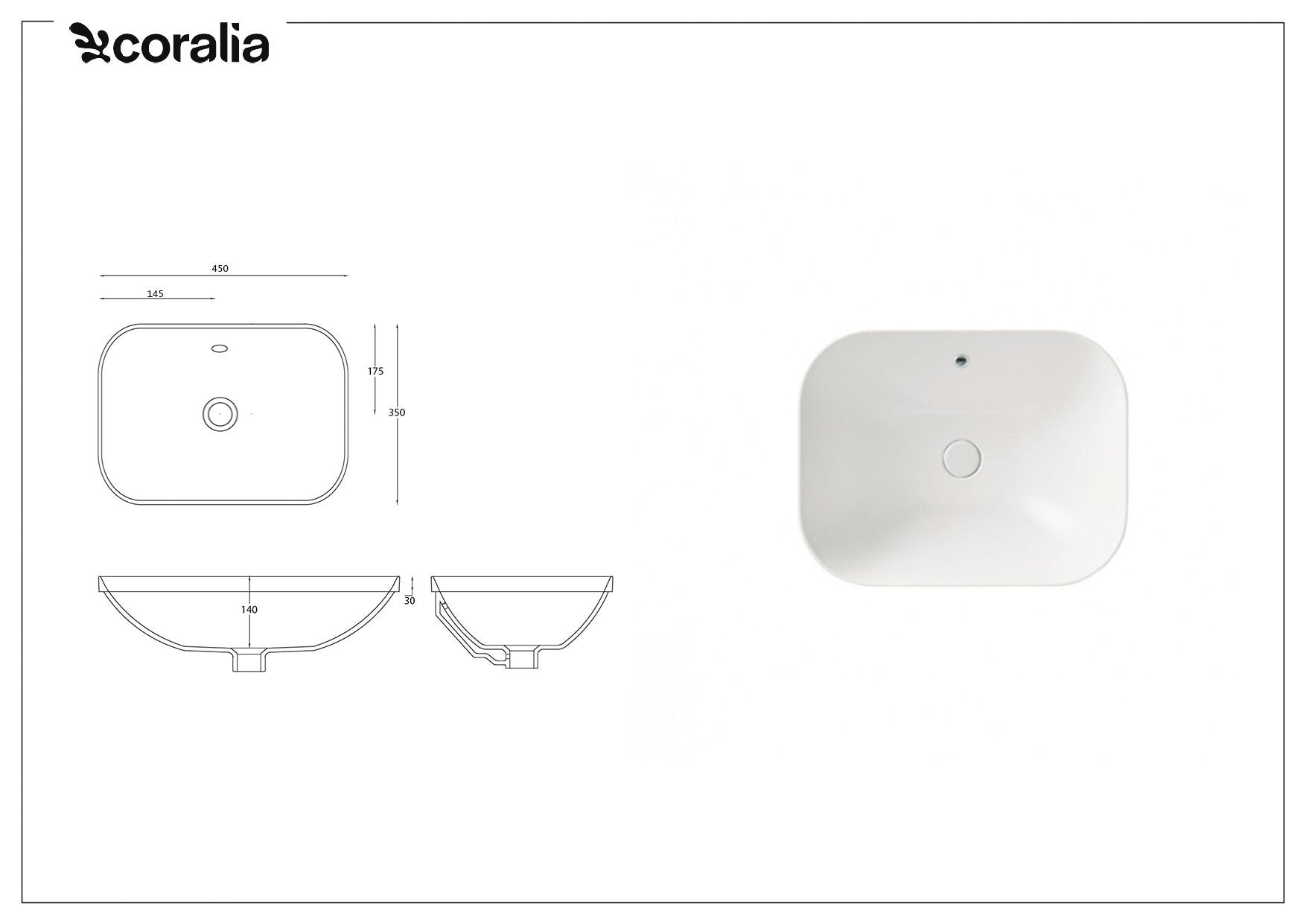 Lavabo da semi incasso TIKTA | Bianco lucido