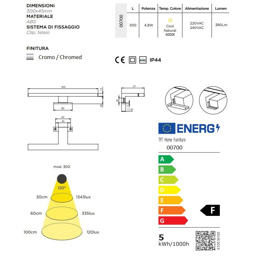 Lampada Led per specchio PETER