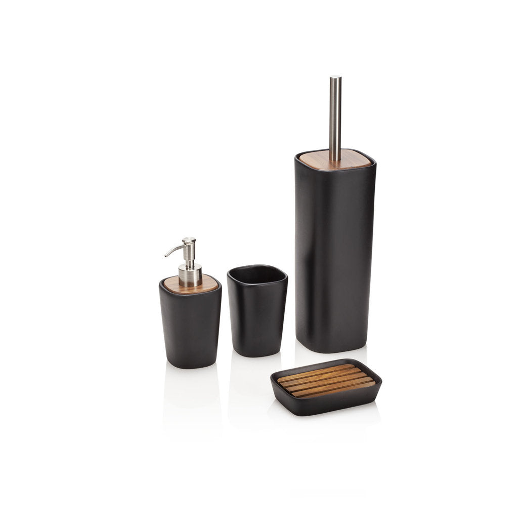 Set bagno 4 pezzi LEMN | Nero