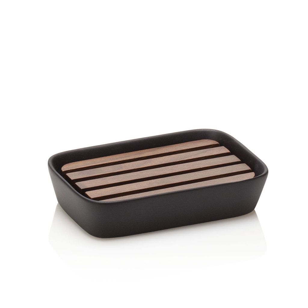 Set bagno 4 pezzi LEMN | Nero