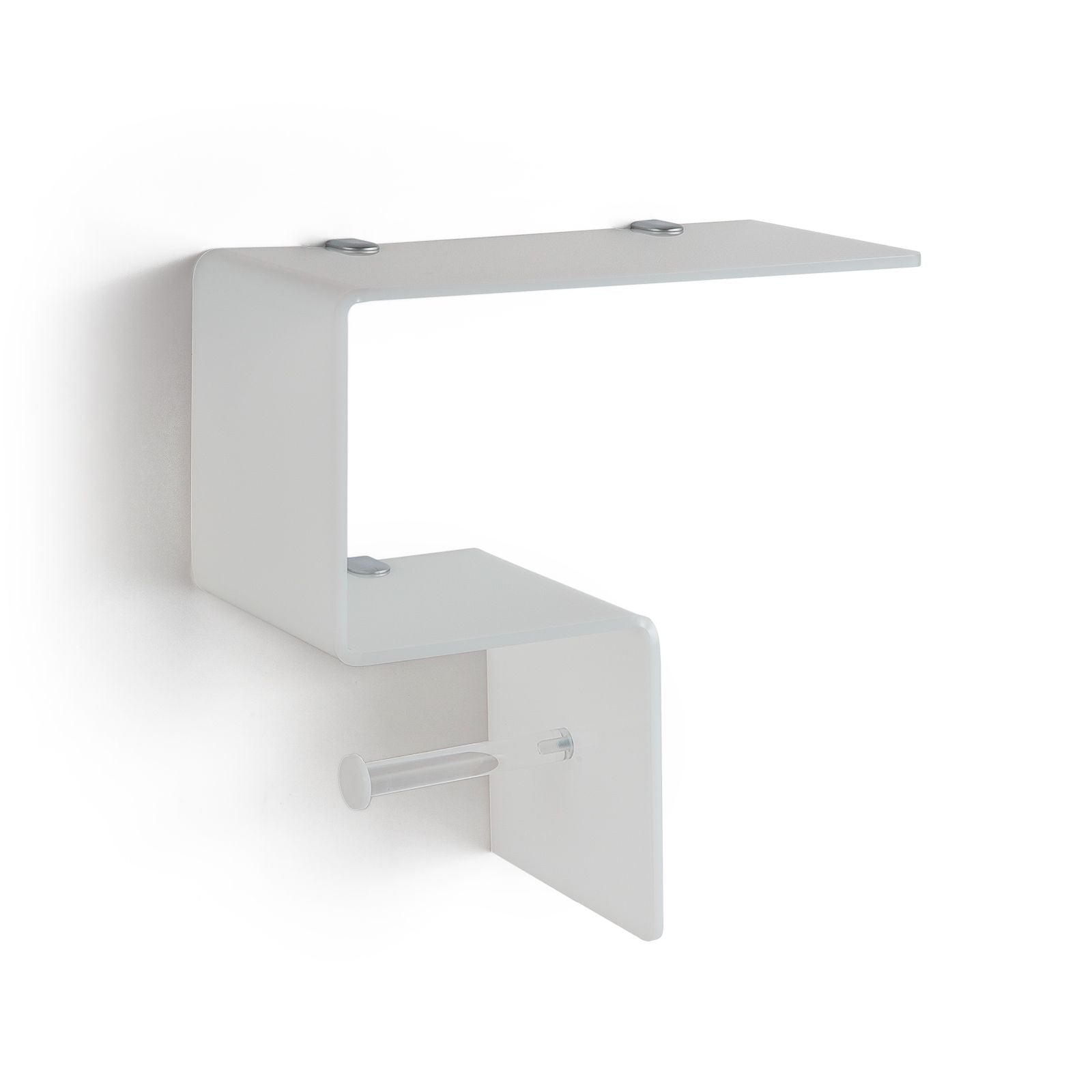 Mensola c/porta rotolo per bagno da parete NOLAN | Bianco