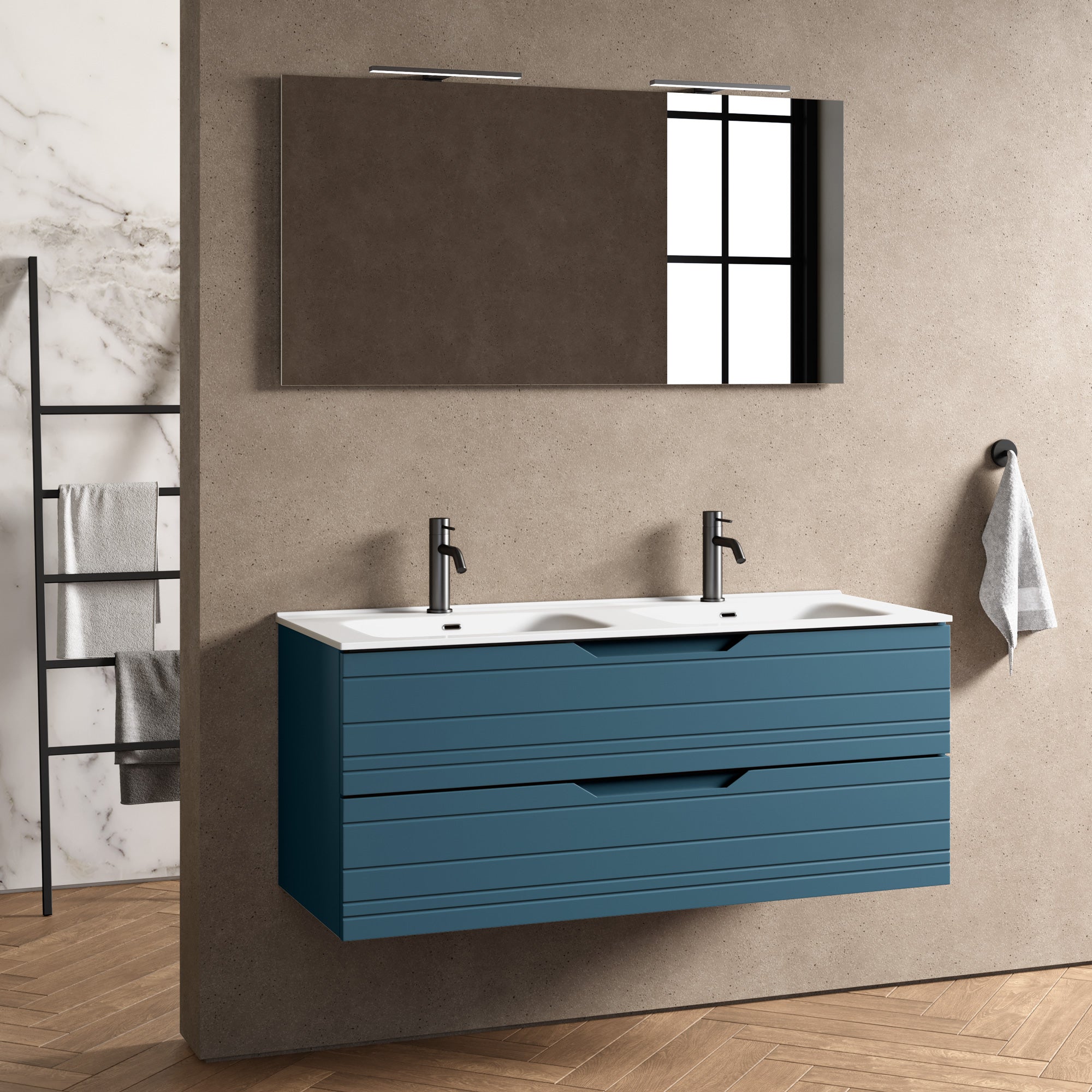 Composizione doppia vasca 5 pezzi CORDELIA-40 | Blu