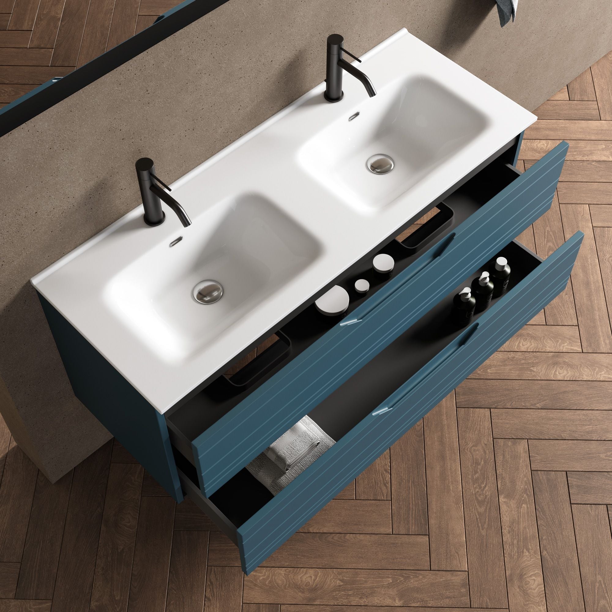 Composizione doppia vasca 5 pezzi CORDELIA | Blu