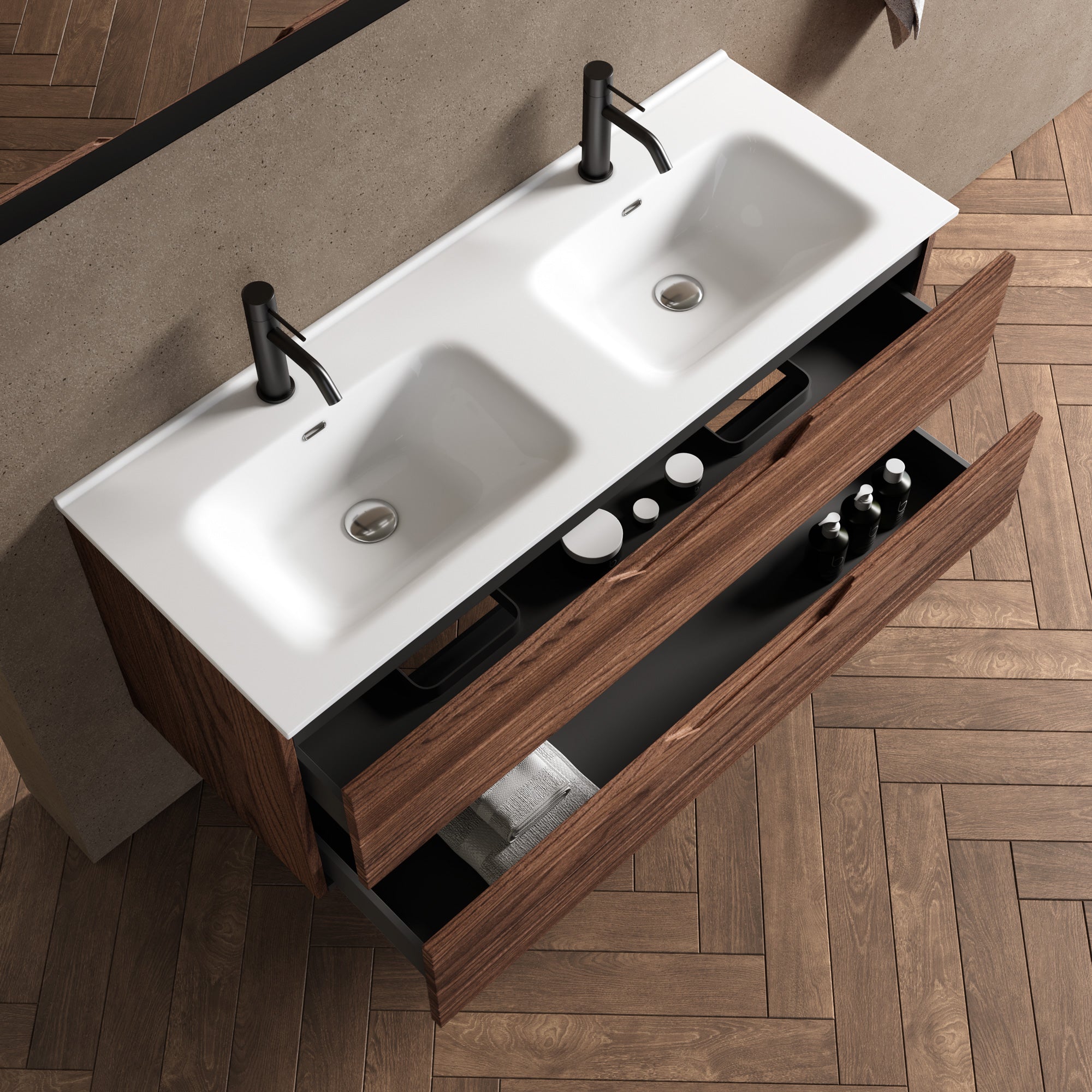 Composizione doppia vasca 5 pezzi CORDELIA-40 | Rovere rio