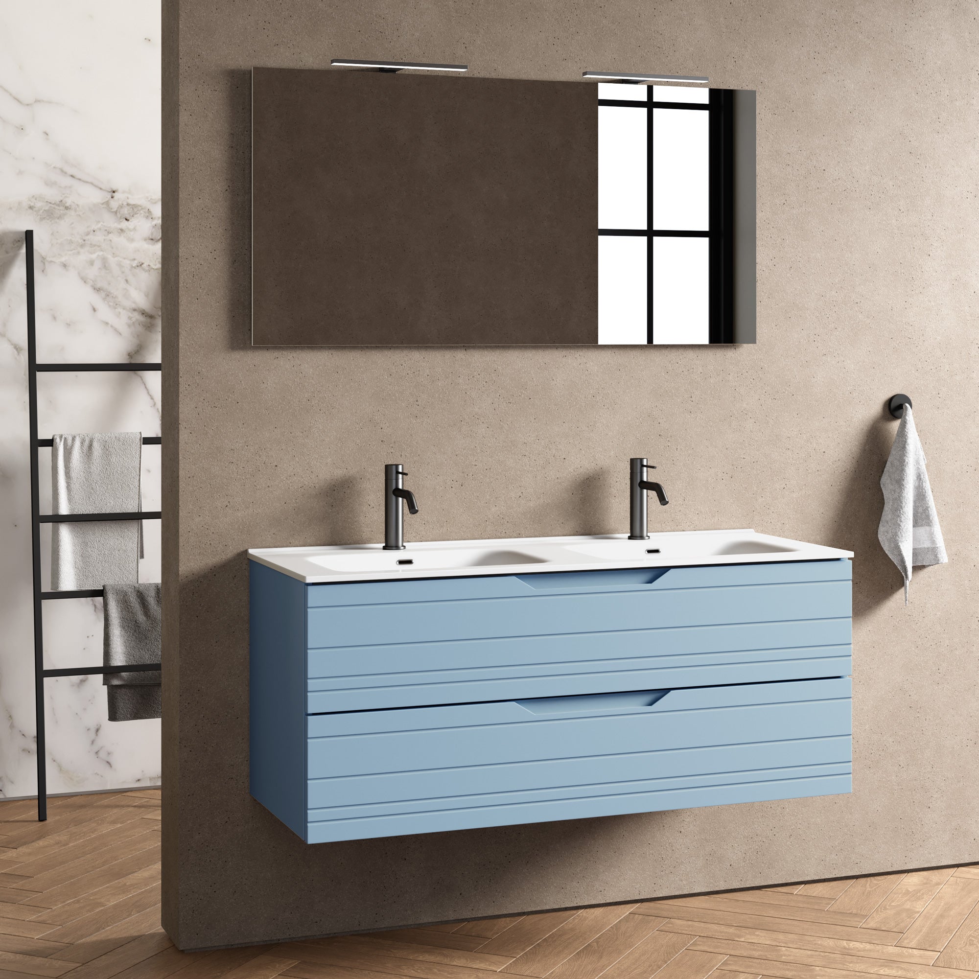 Composizione doppia vasca 5 pezzi CORDELIA-40 | Azzurro tiffany