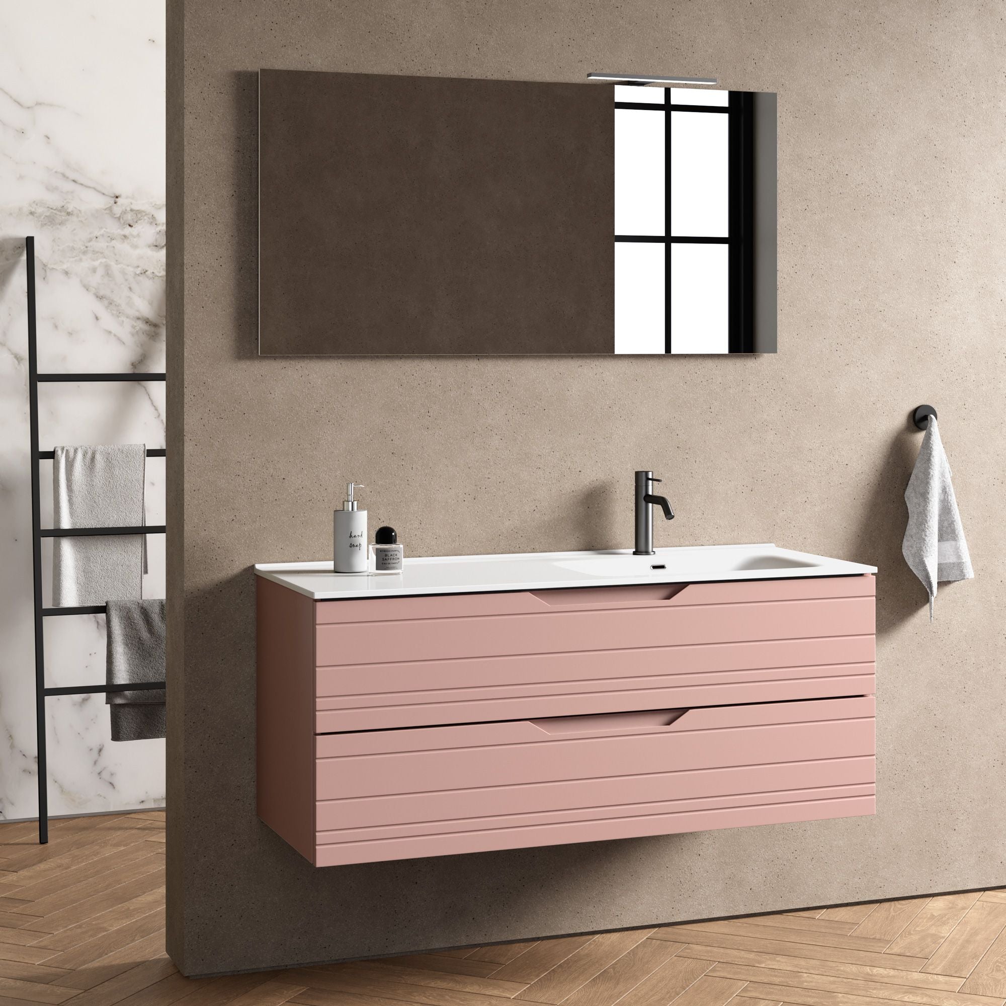 Composizione vasca DX 4 pezzi CORDELIA | Rosa cipria
