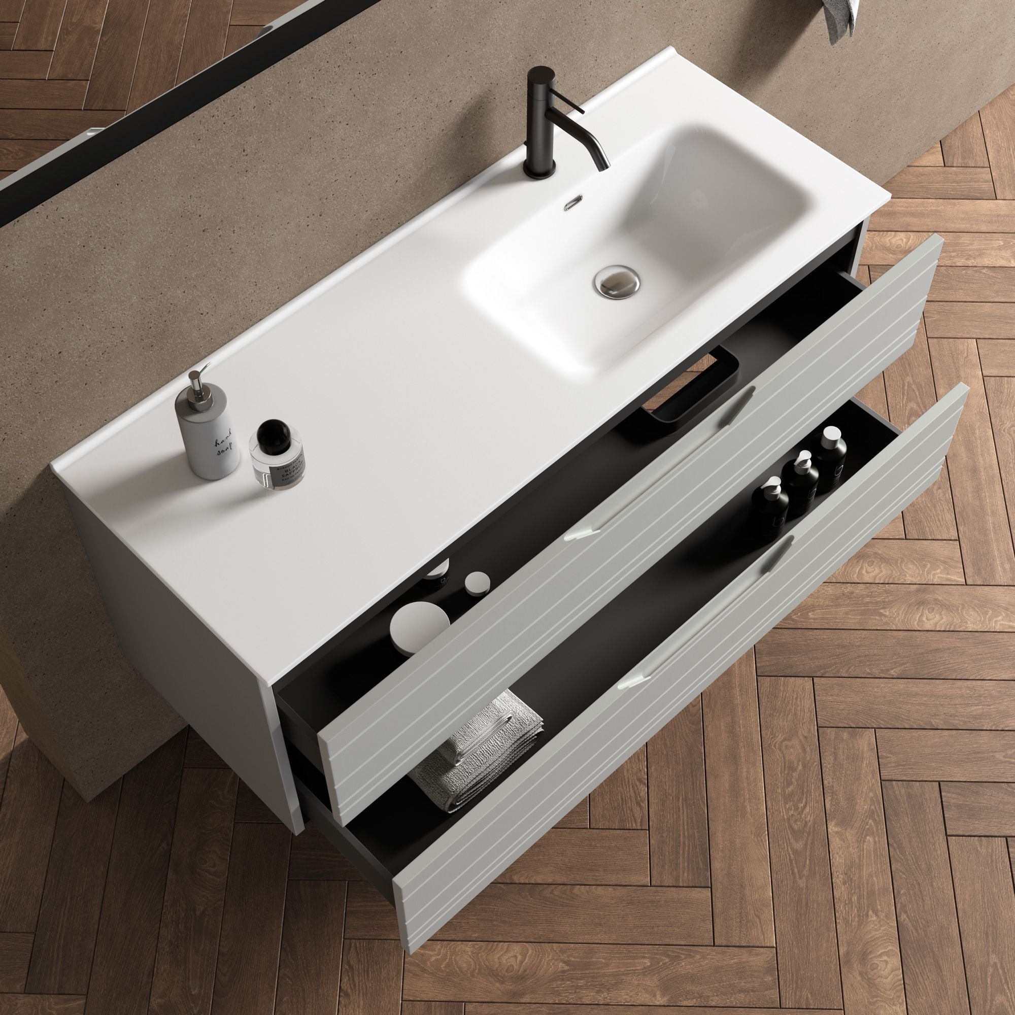 Composizione vasca DX 4 pezzi CORDELIA | Grigio