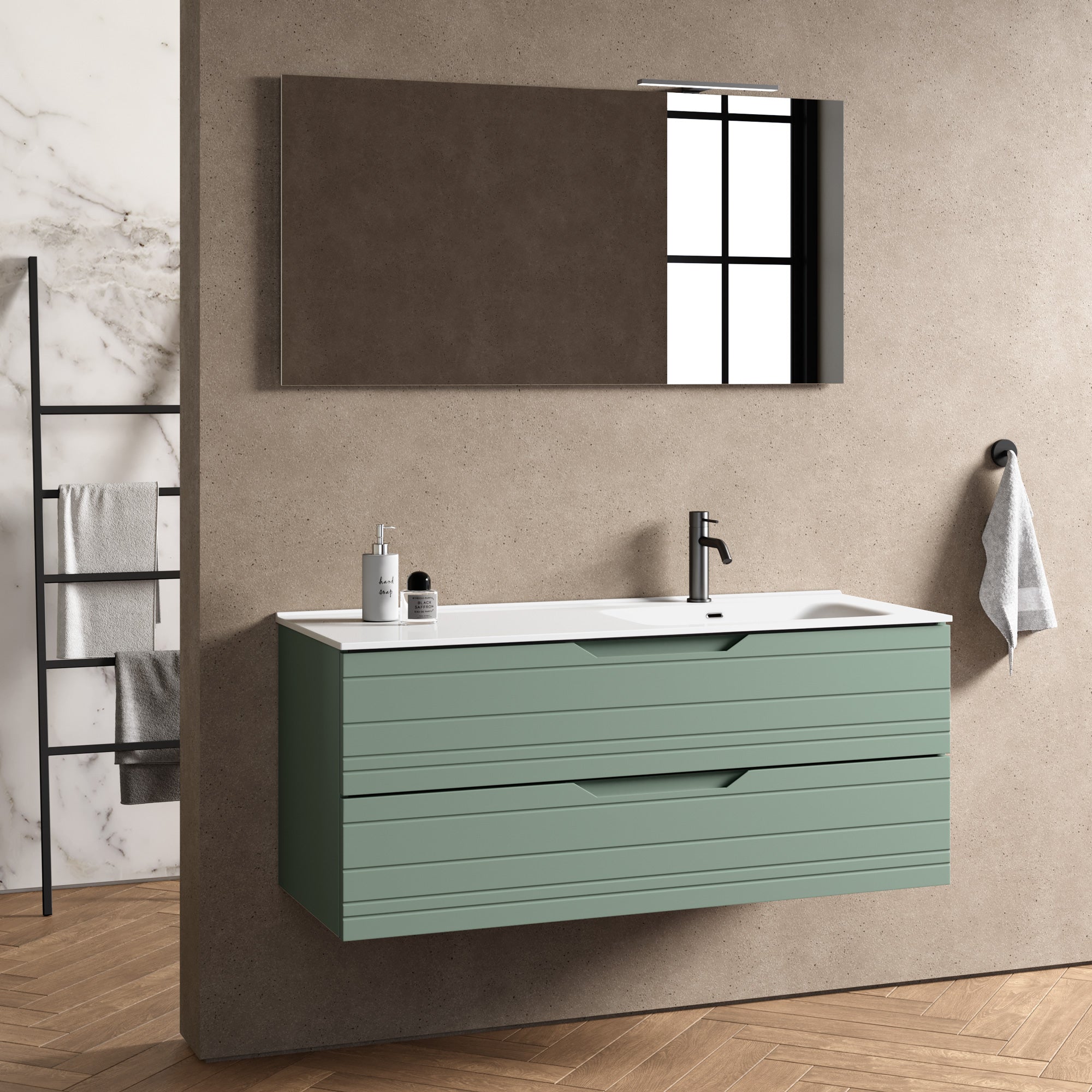 Composizione vasca DX 4 pezzi CORDELIA-41 | Verde salvia