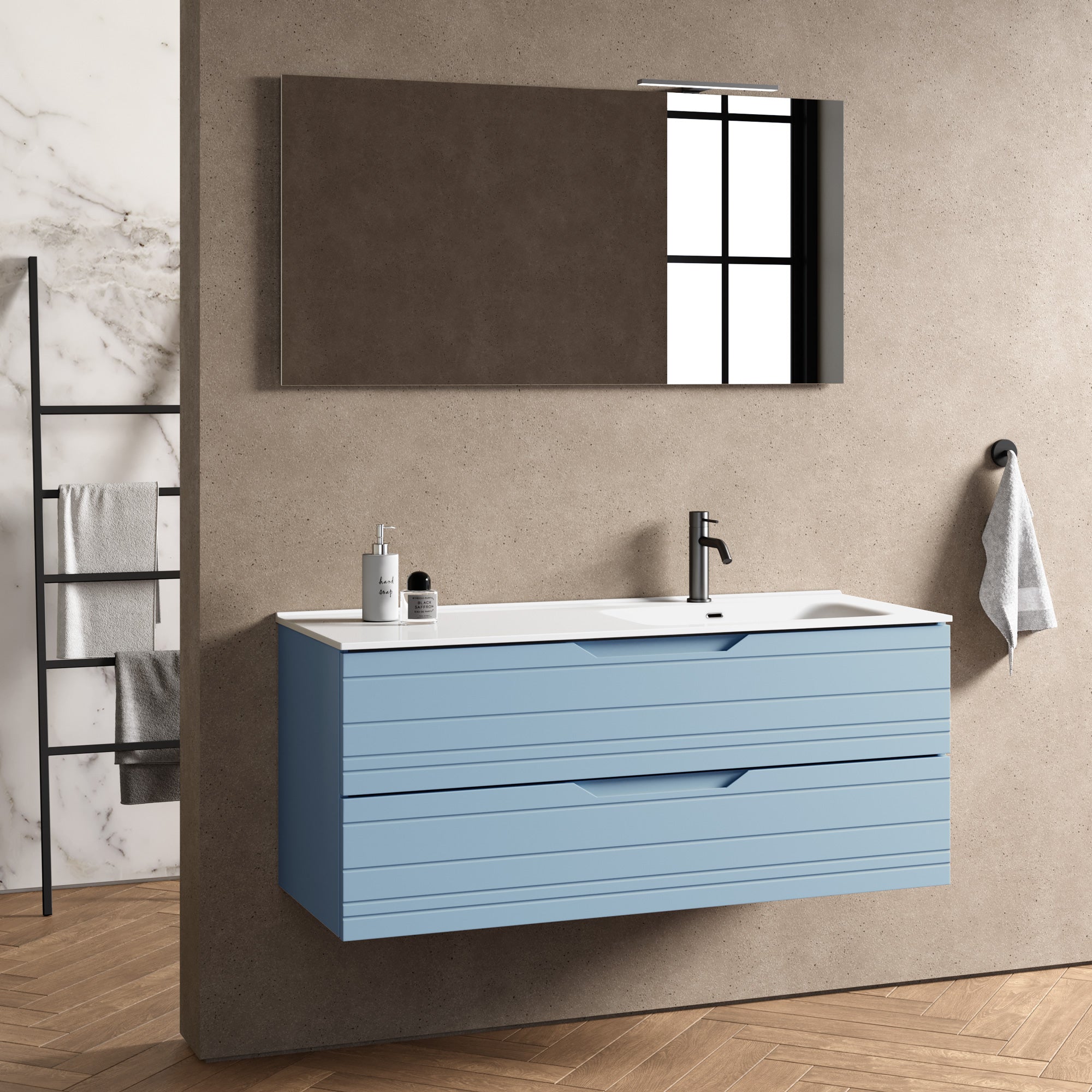 Composizione vasca DX 4 pezzi CORDELIA-41 | Azzurro tiffany