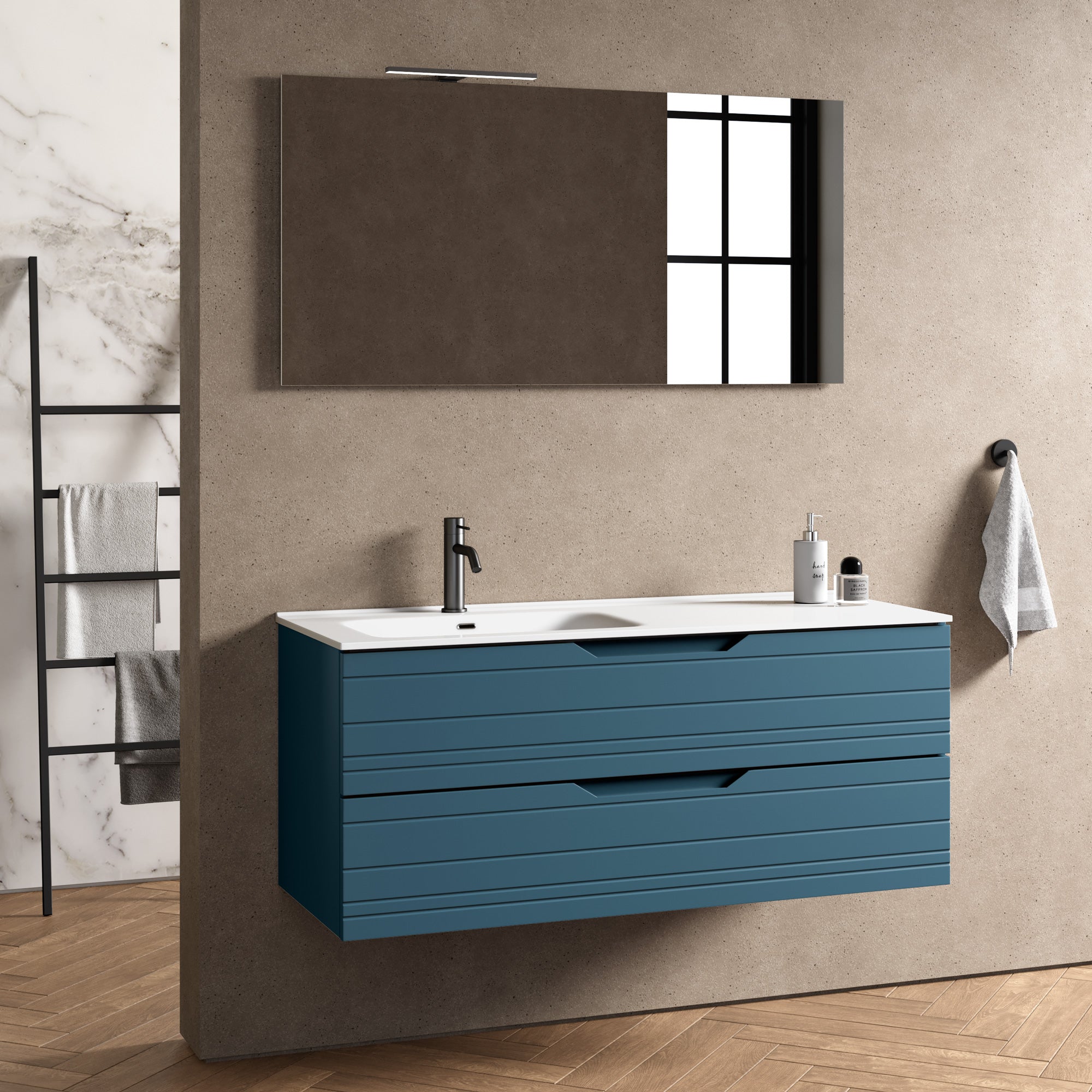 Composizione vasca SX 4 pezzi CORDELIA-42 | Blu