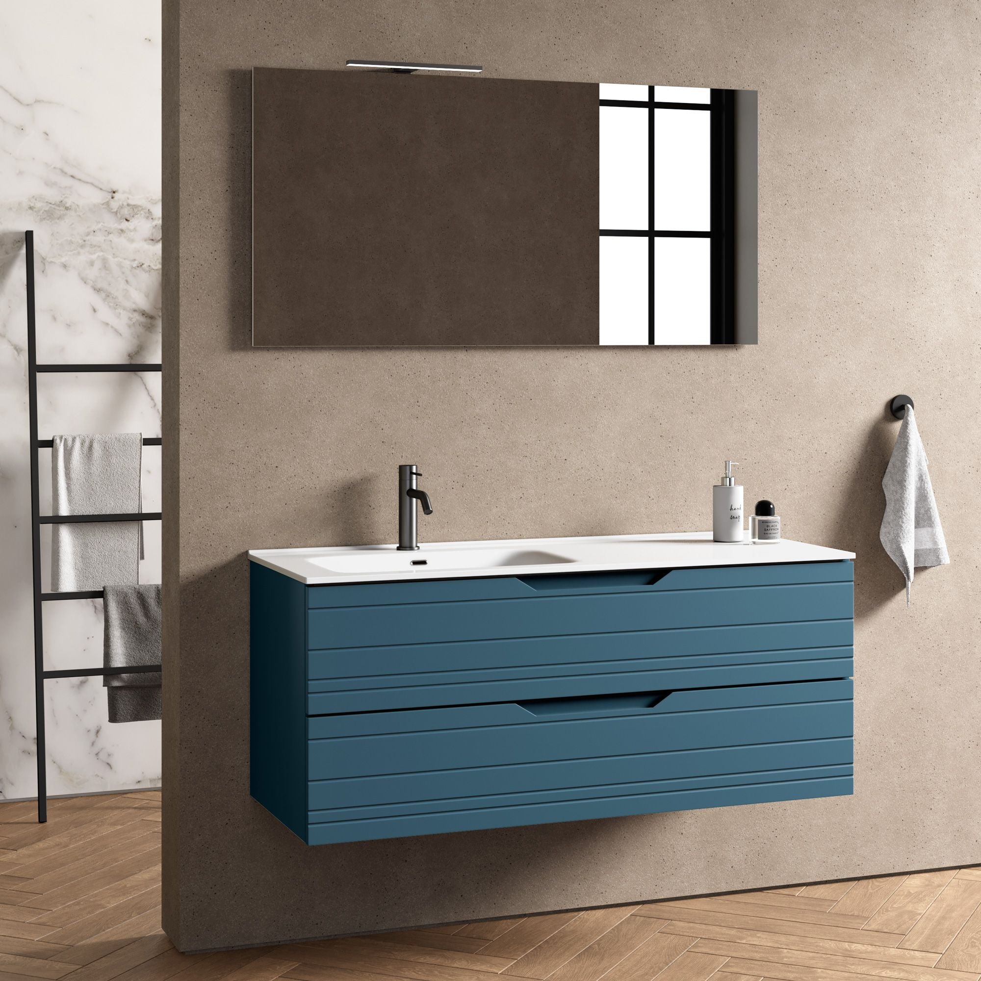 Composizione vasca SX 4 pezzi CORDELIA | Blu