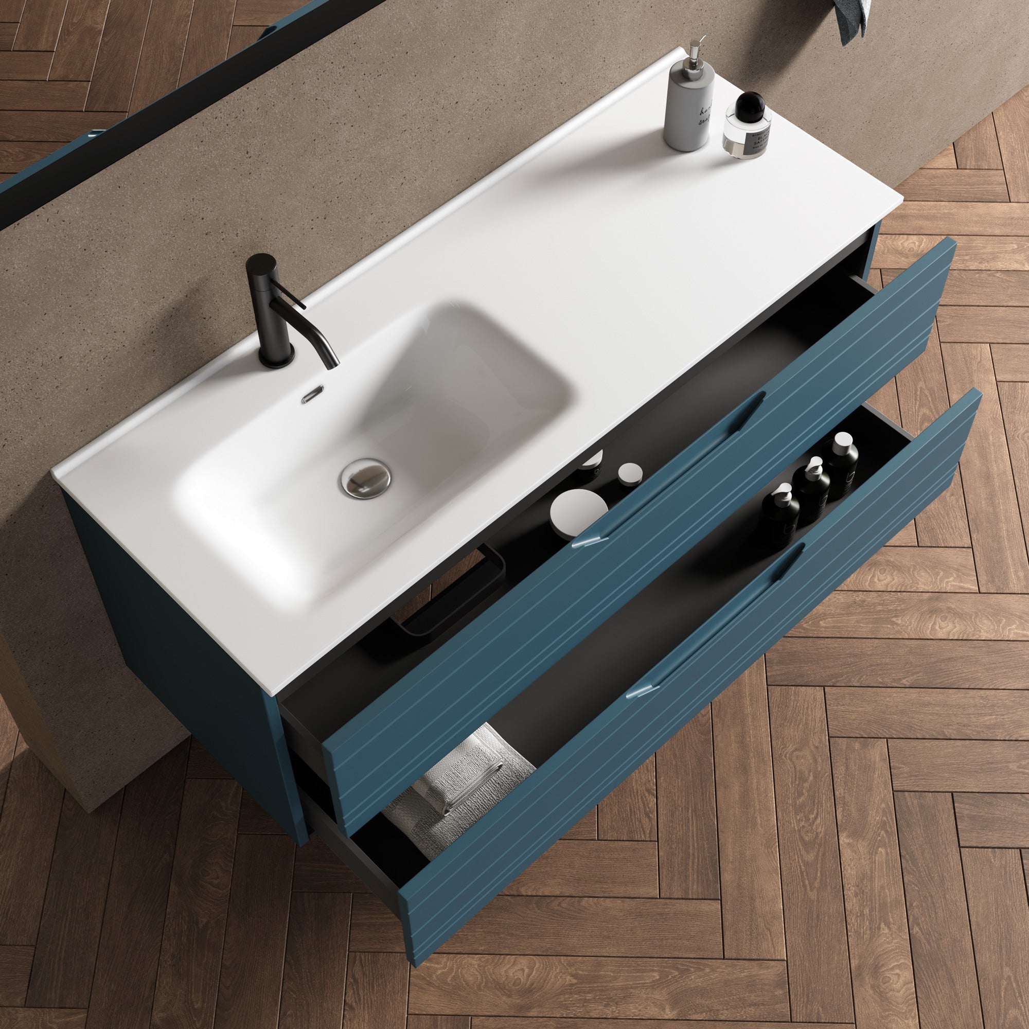 Composizione vasca SX 4 pezzi CORDELIA-42 | Blu