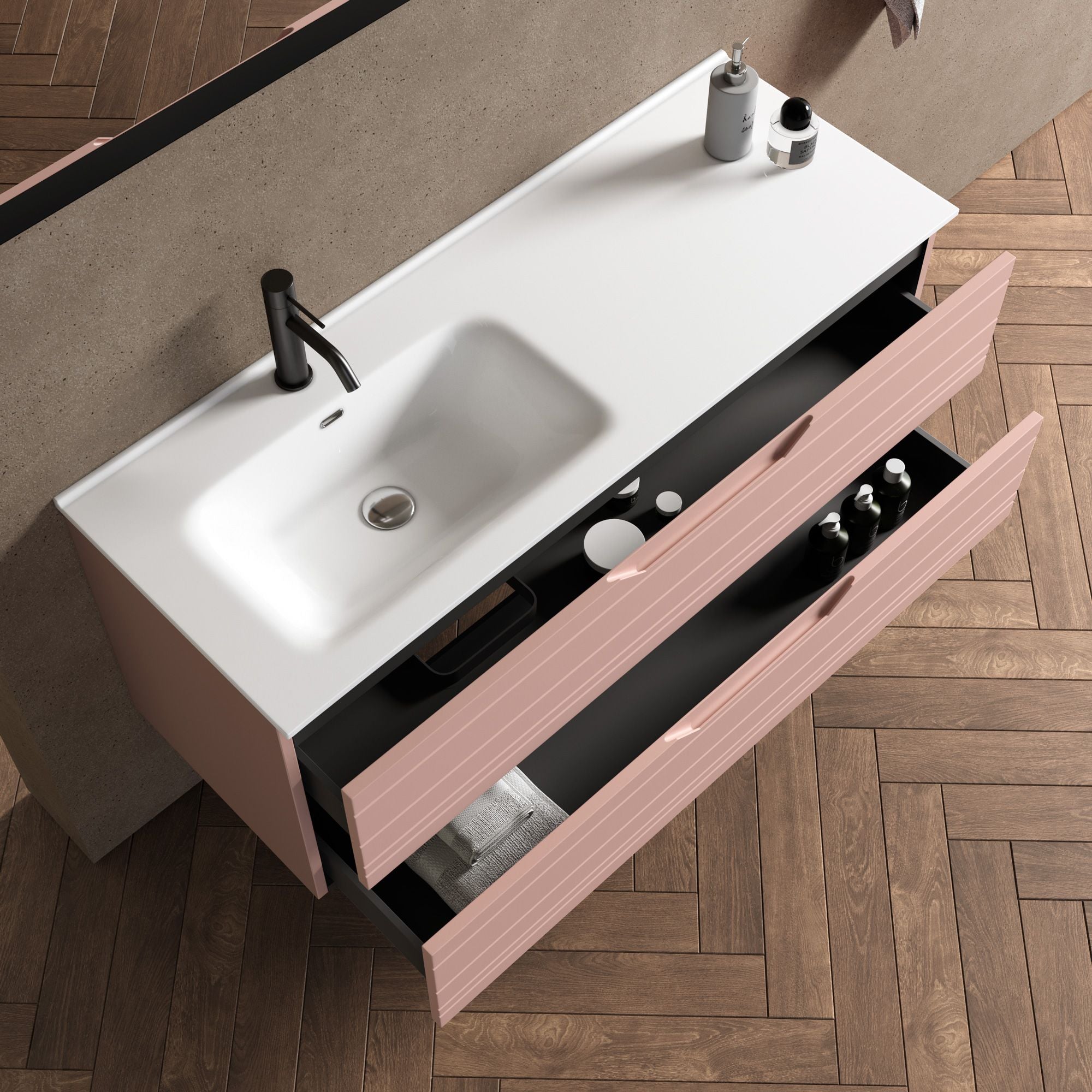 Composizione vasca SX 4 pezzi CORDELIA | Rosa cipria