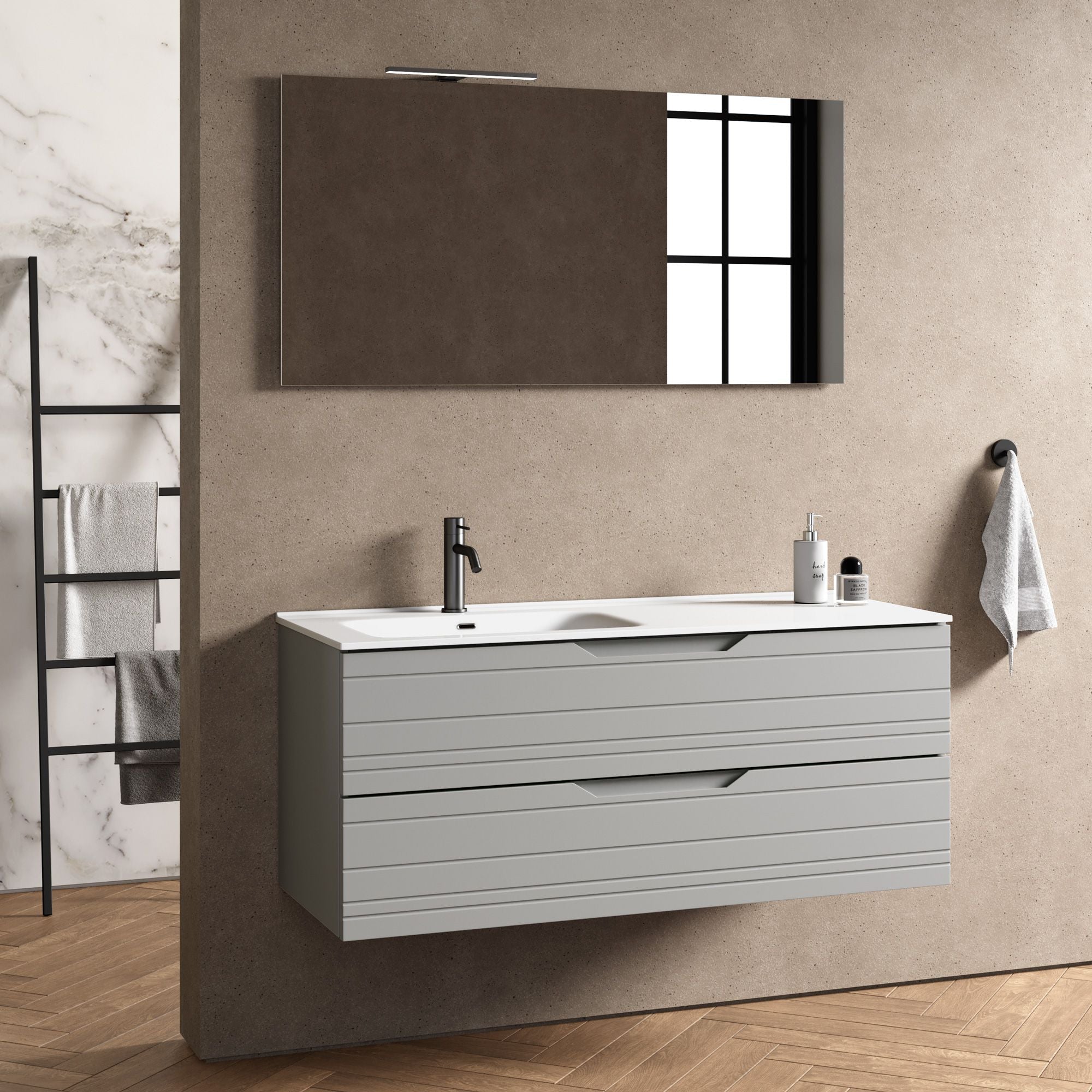 Composizione vasca SX 4 pezzi CORDELIA | Grigio
