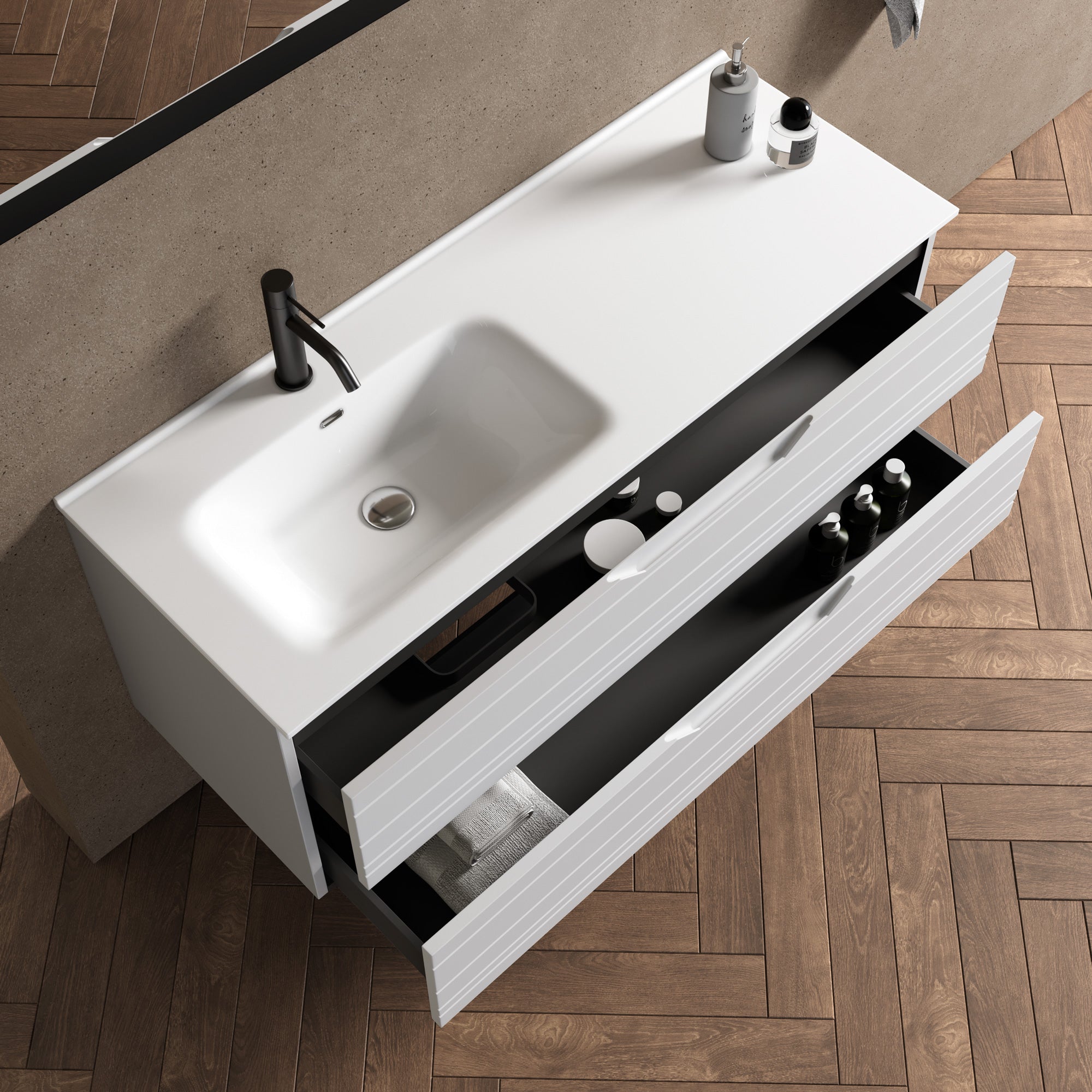 Composizione vasca SX 4 pezzi CORDELIA-42 | Bianco opaco