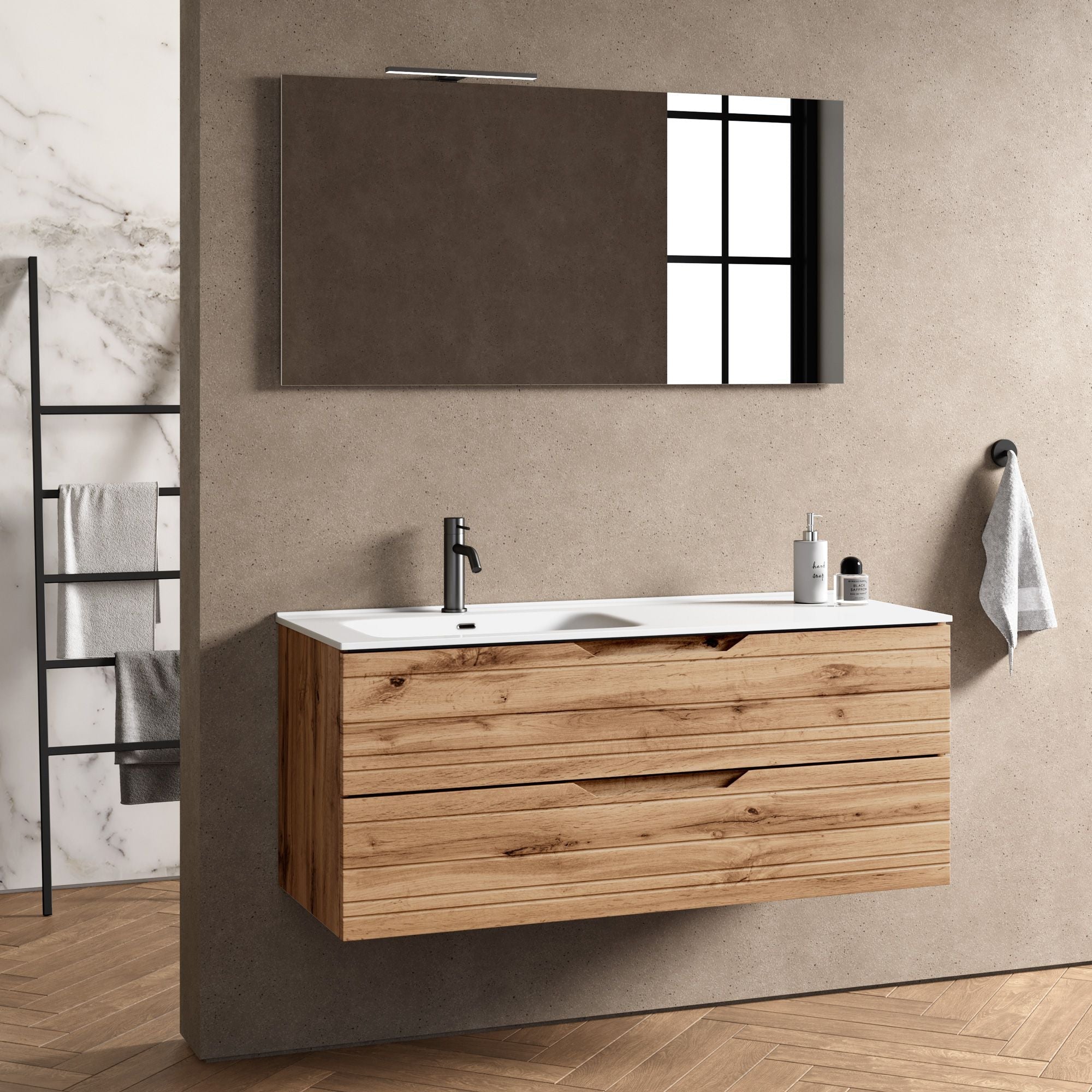 Composizione vasca SX 4 pezzi CORDELIA | Quercia