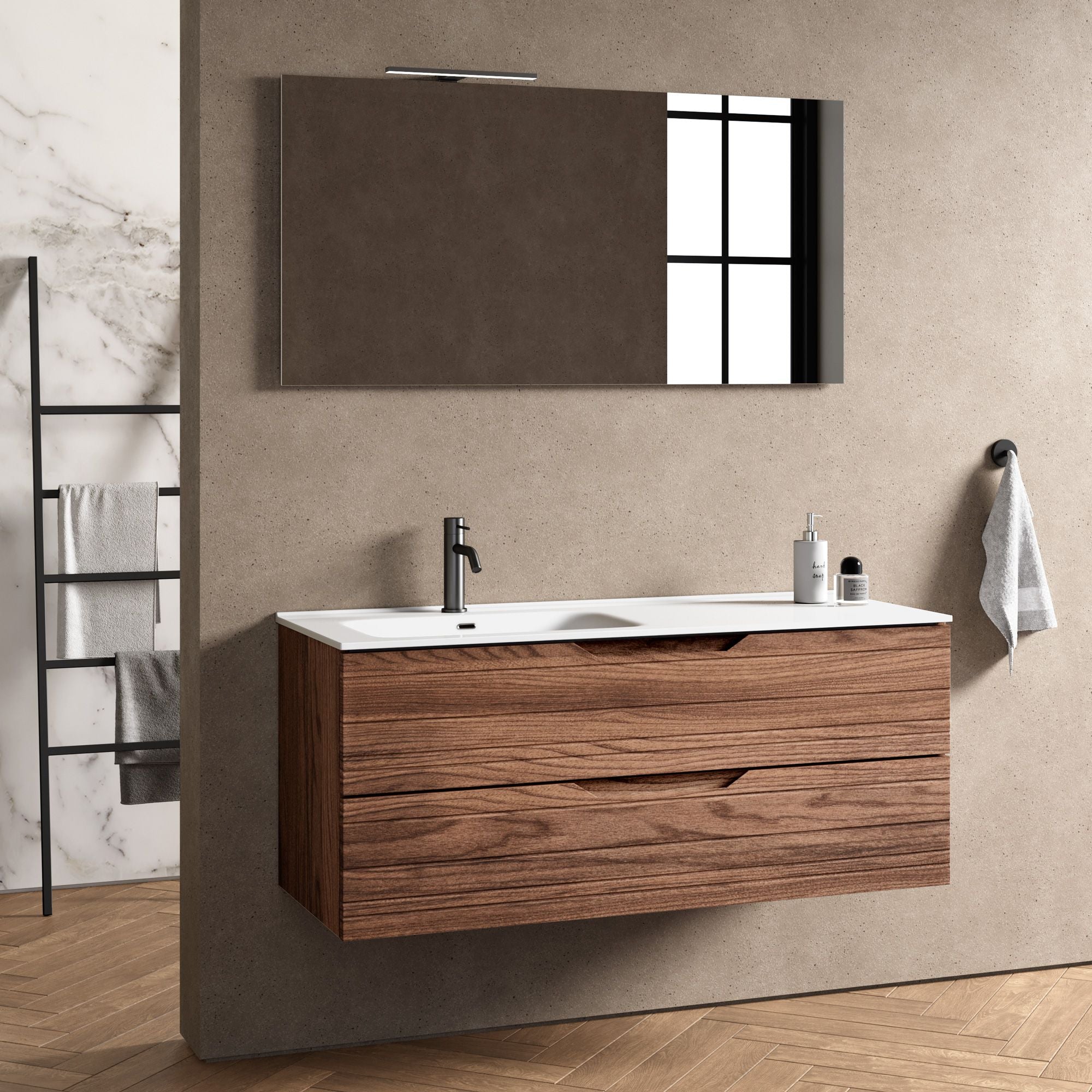 Composizione vasca SX 4 pezzi CORDELIA | Rovere rio