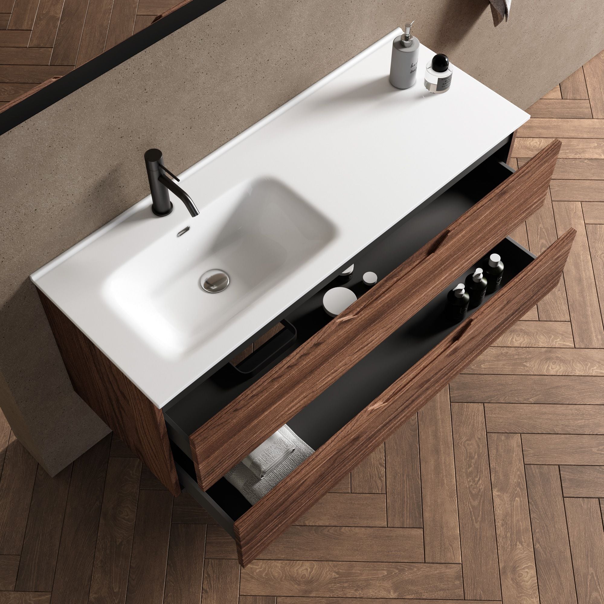 Composizione vasca SX 4 pezzi CORDELIA | Rovere rio