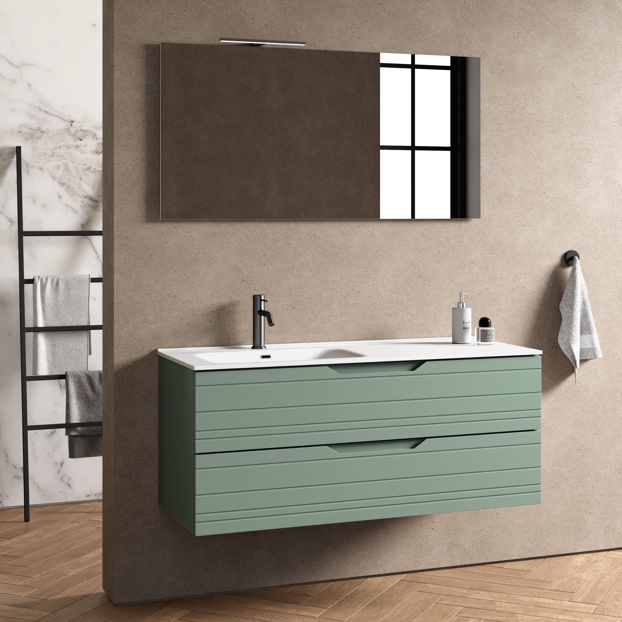 Composizione vasca SX 4 pezzi CORDELIA-42 | Verde salvia