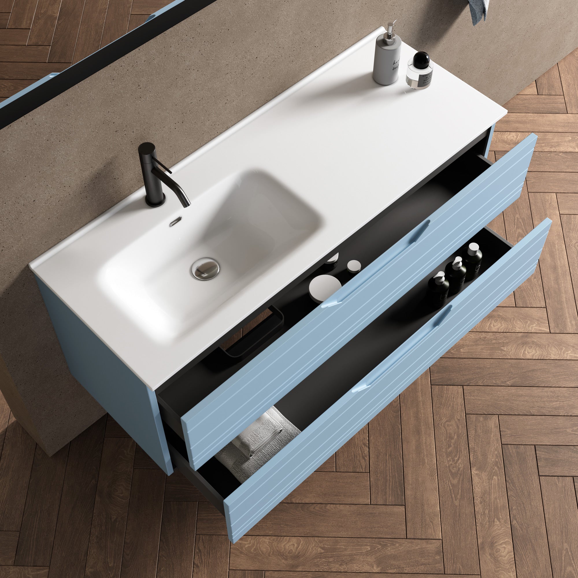 Composizione vasca SX 4 pezzi CORDELIA-42 | Azzurro tiffany